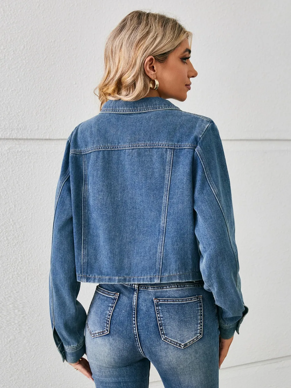 Button Up Long Sleeve Denim Jacket, image 11