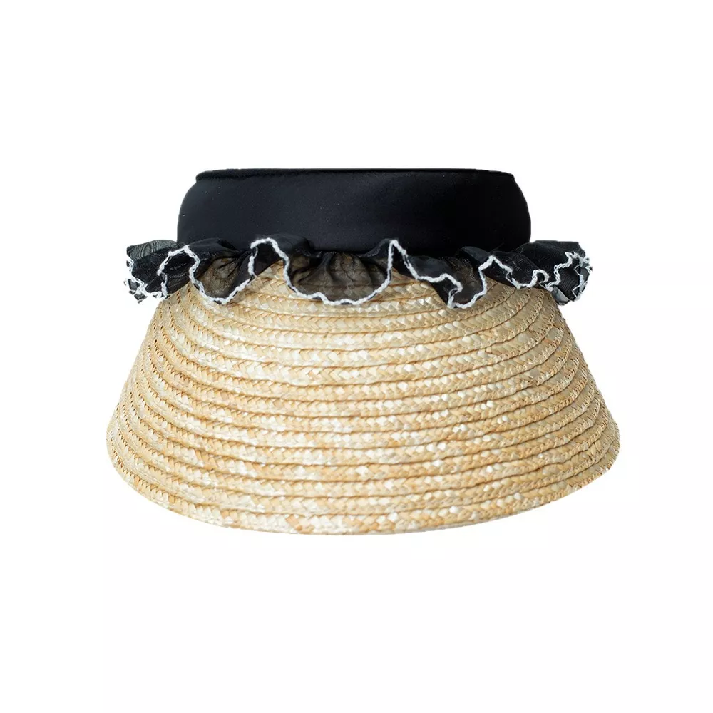 Lace Trim Straw Visor Sun Hat, image 5