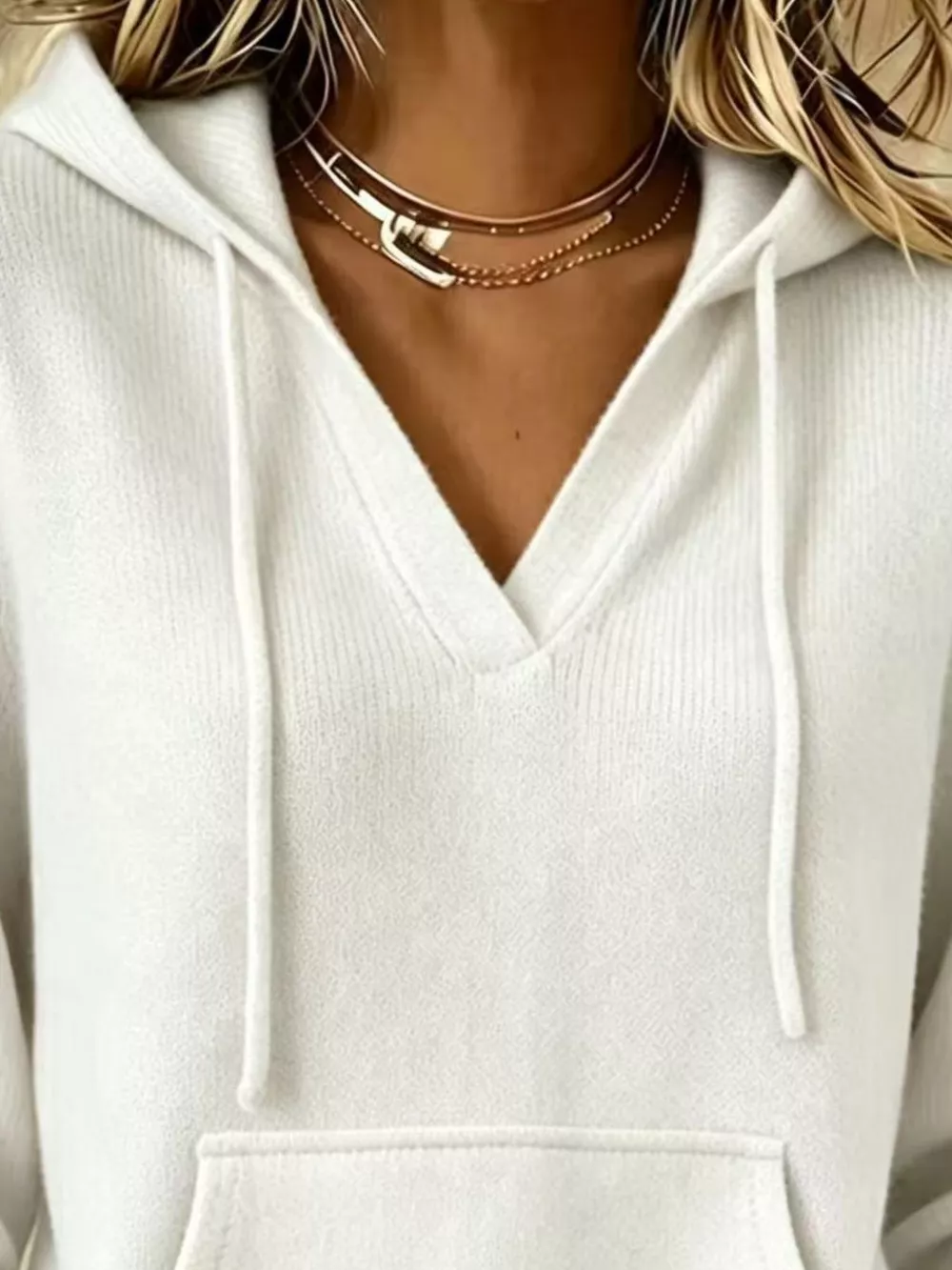 Drawstring Kangaroo Pocket Hooded Sweater, image 4