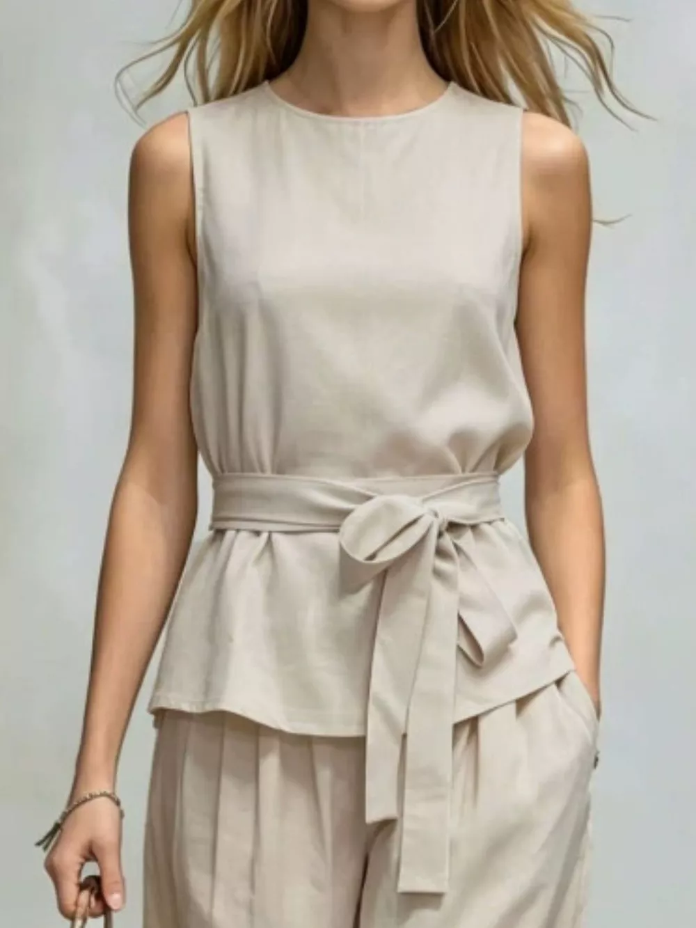Sleeveless Top and Wide-Leg Pants Set, image 4