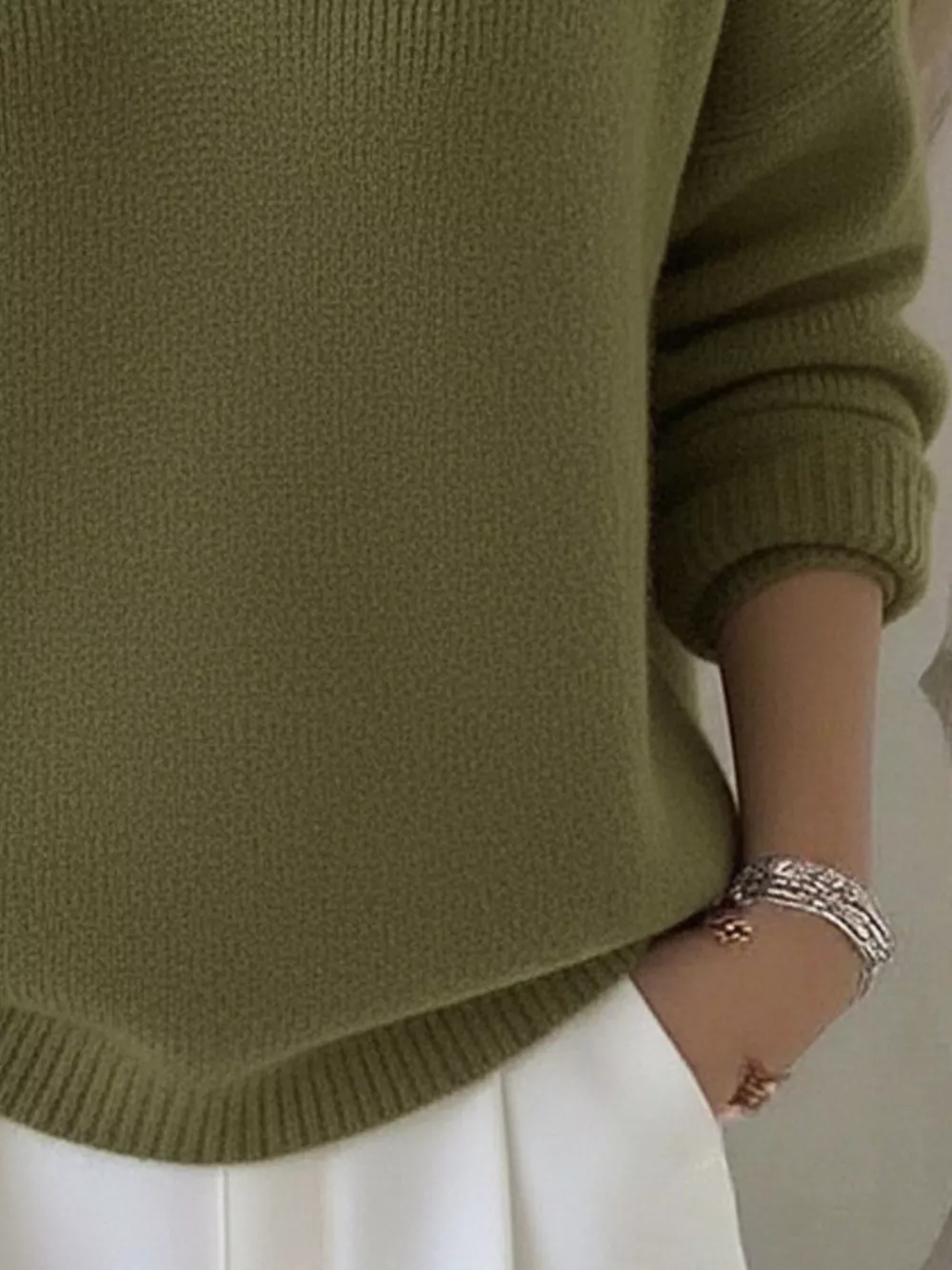 Full Size V-Neck Long Sleeve Sweater Plus Size, image 15
