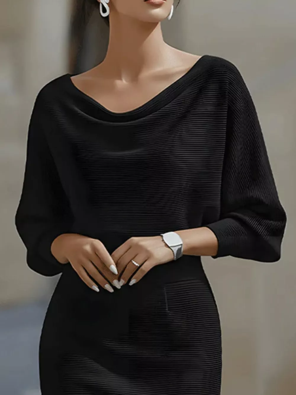 Cowl Neck Bodycon Midi Dress, image 5