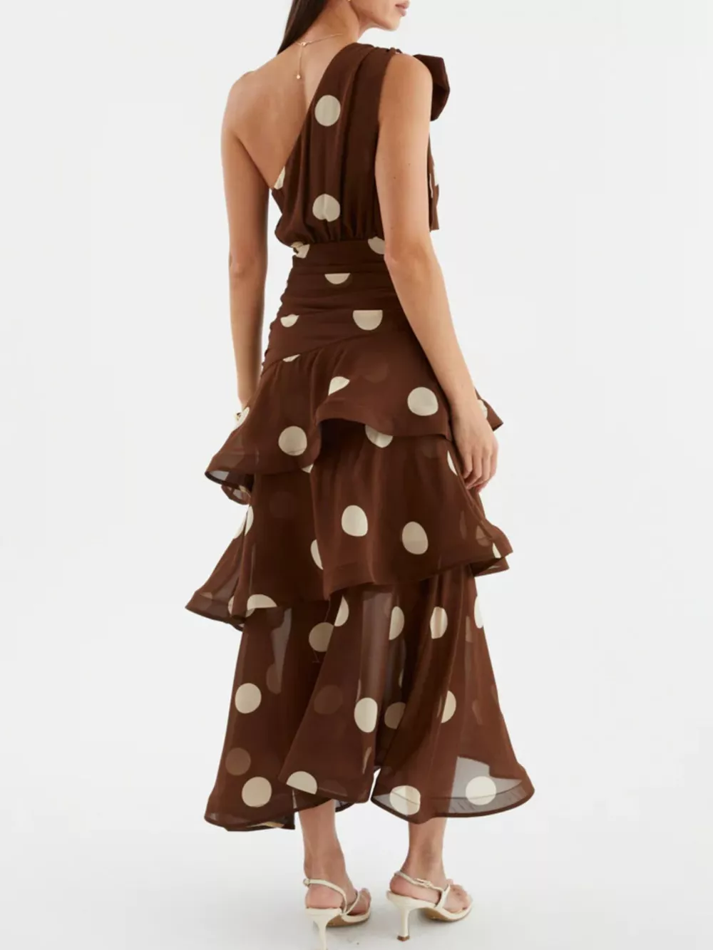 Polka Dot One-Shoulder Ruffle Dress, image 14