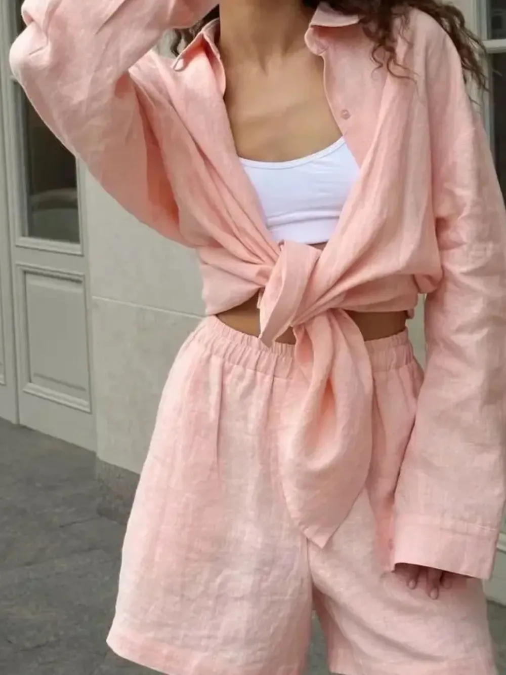 Button Up Long Sleeve Shirt and Shorts Set, image 12