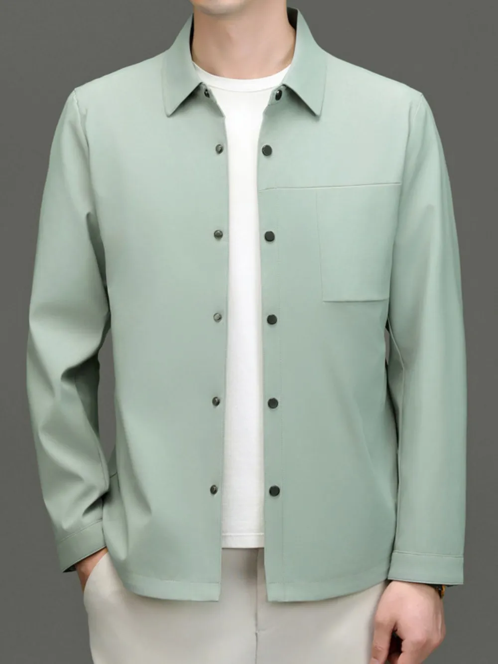 Men's Plus Size Button Up Long Sleeve Jacket, image 5