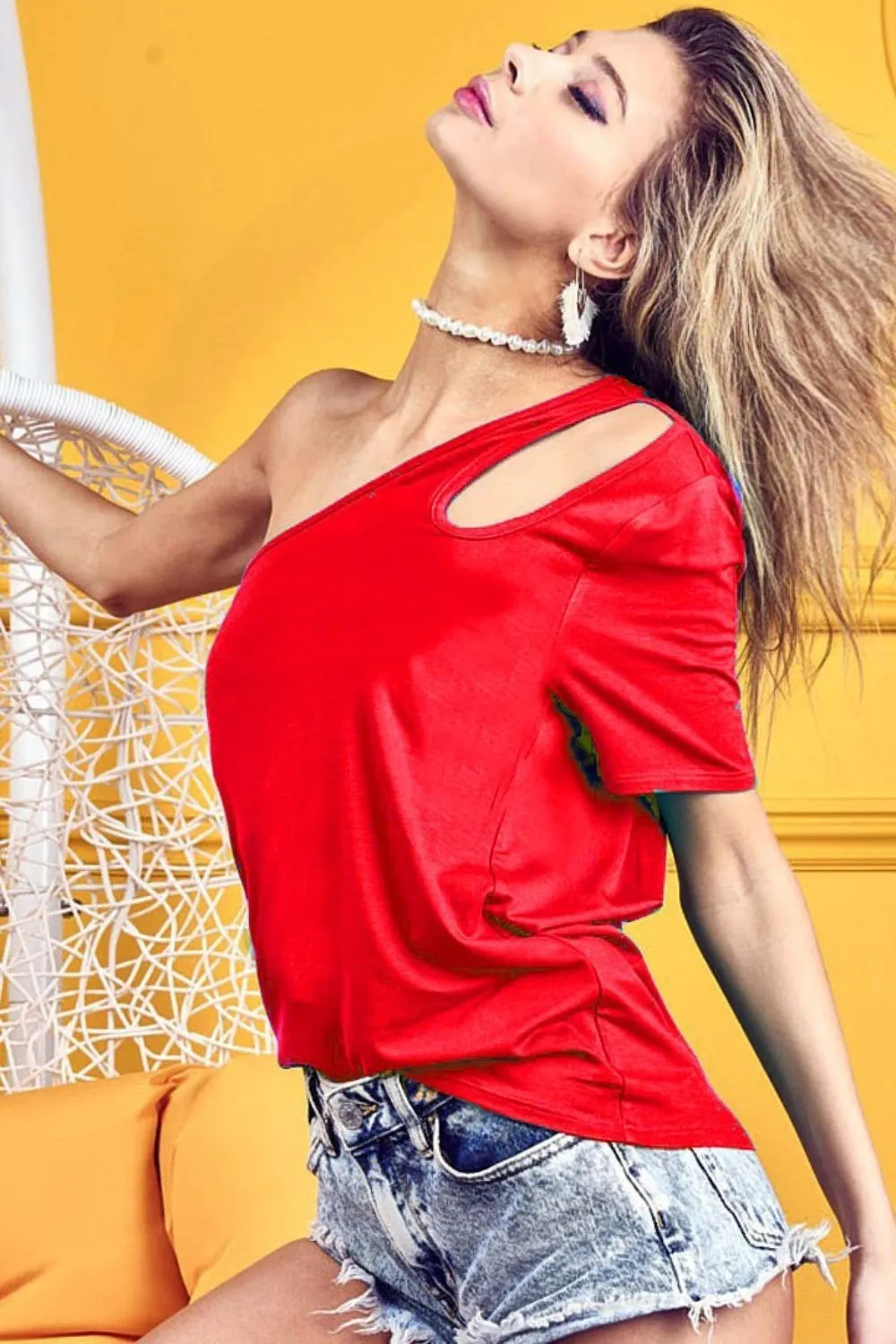 Cut Out Detailed One Shoulder Top, image 2