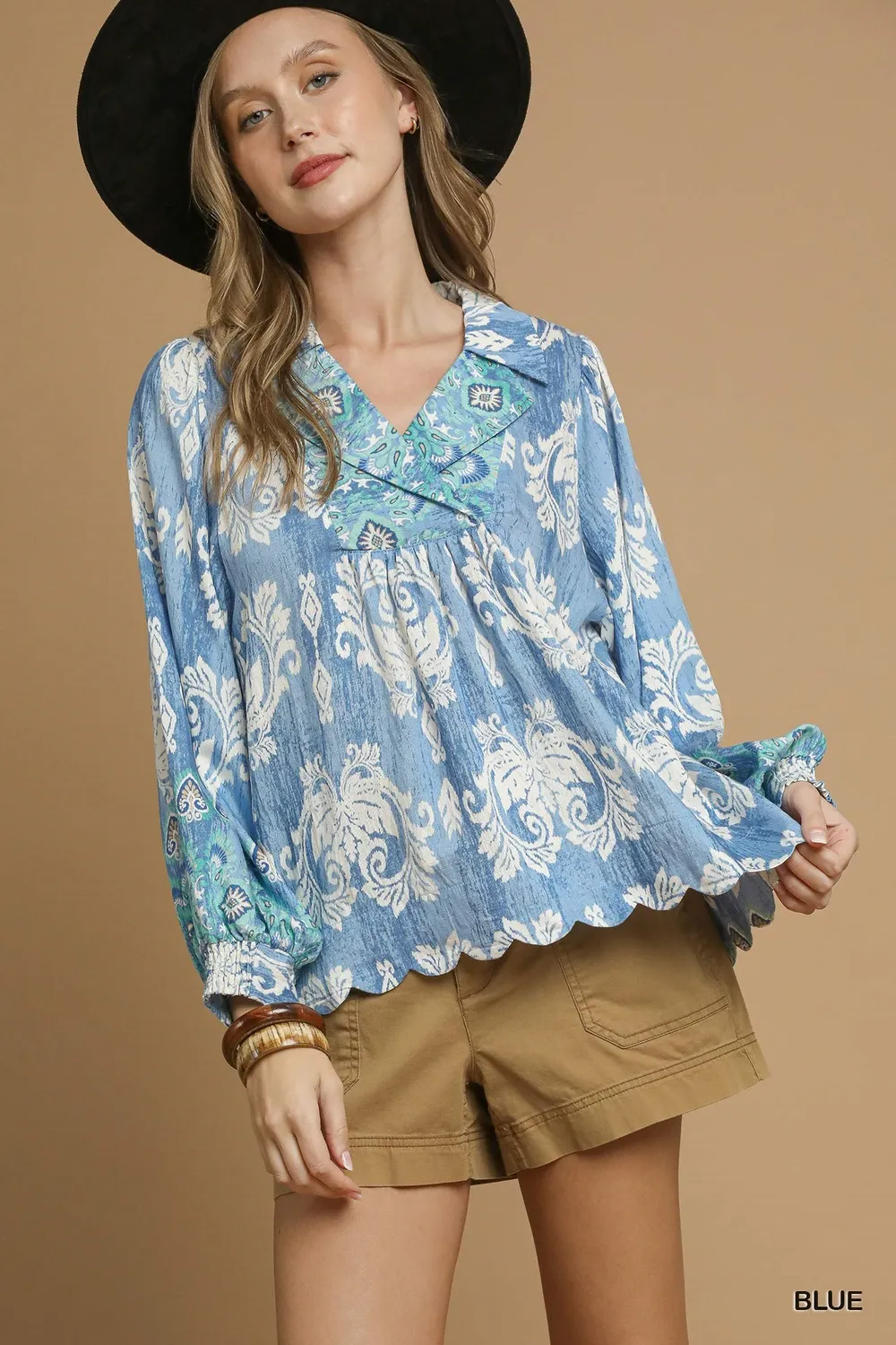 Printed Long Sleeve Blouse