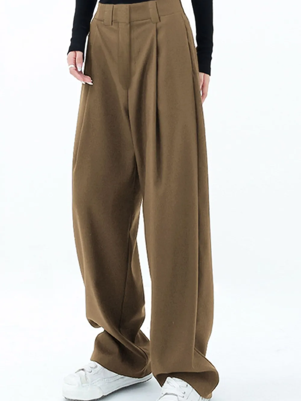 Men's High-Waisted Wide Leg Pleated Trousers, image 3