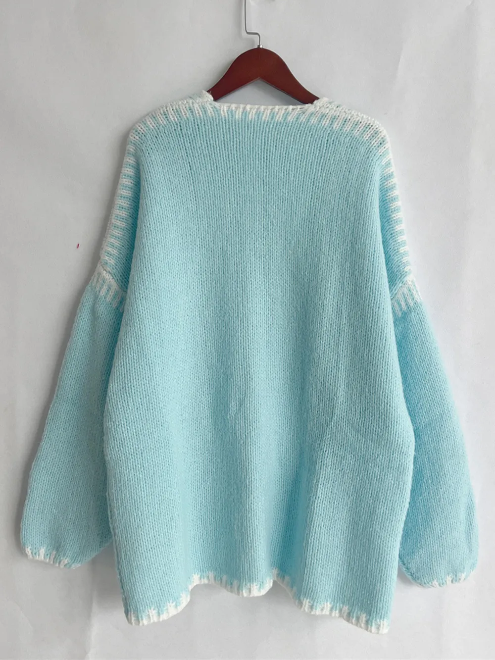 Contrast Open Front Dropped Shoulder Cardigan, image 31