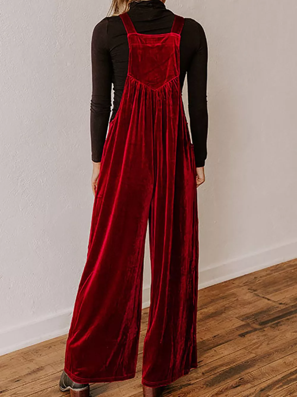 Velvet Wide Leg Overalls, image 8
