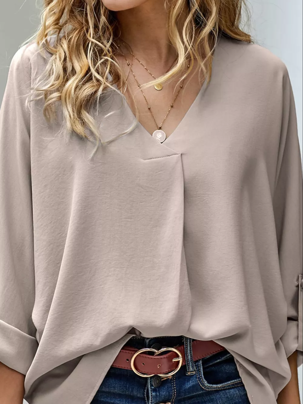 Elegant V-Neck Long Sleeve Blouse, image 12