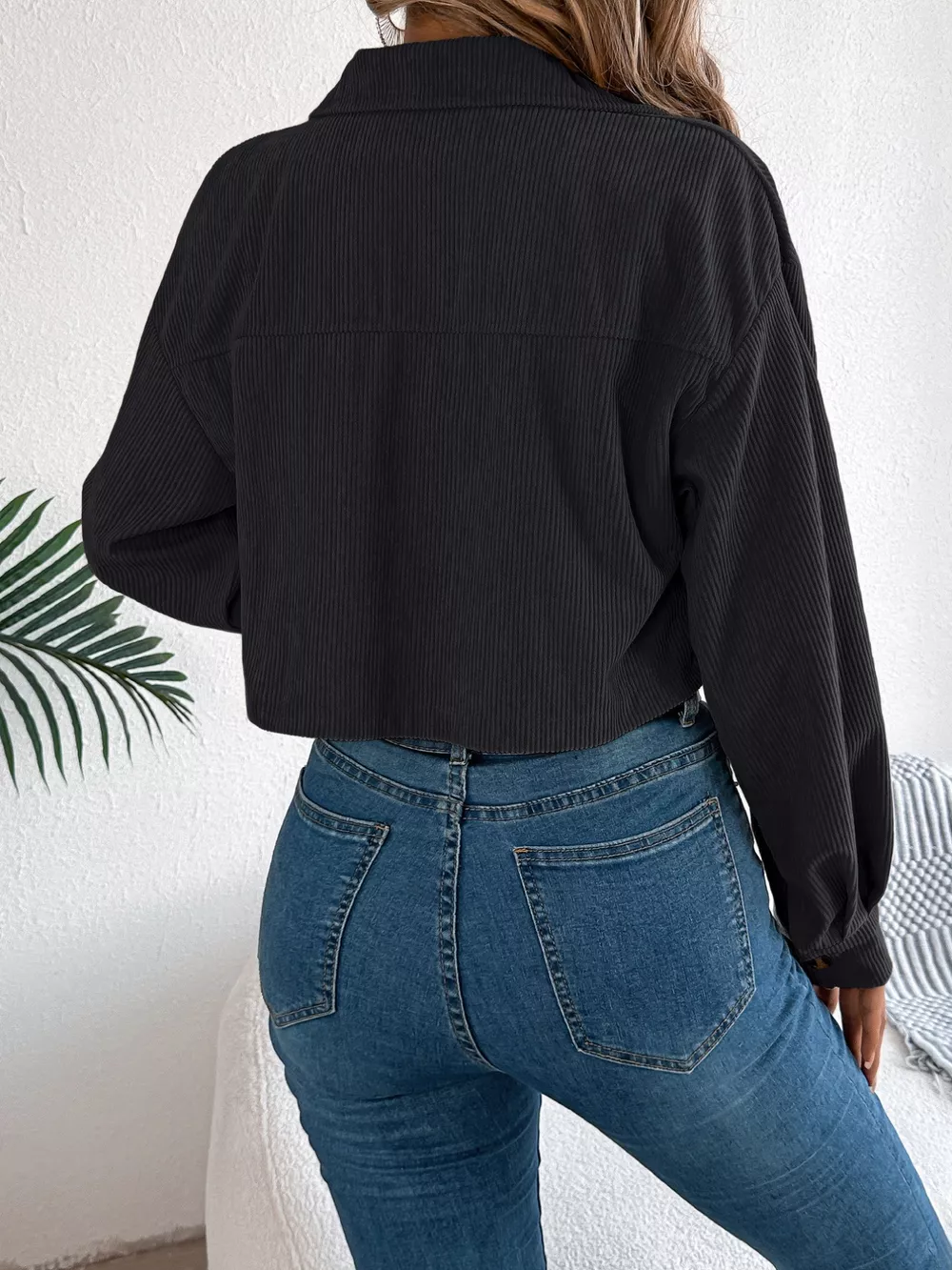 Corduroy Button-Up Dropped Shoulder Jacket, image 2
