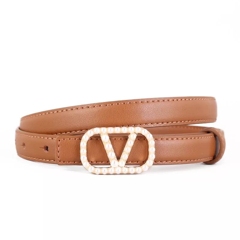 Pearl Buckle Leather Belt, image 3