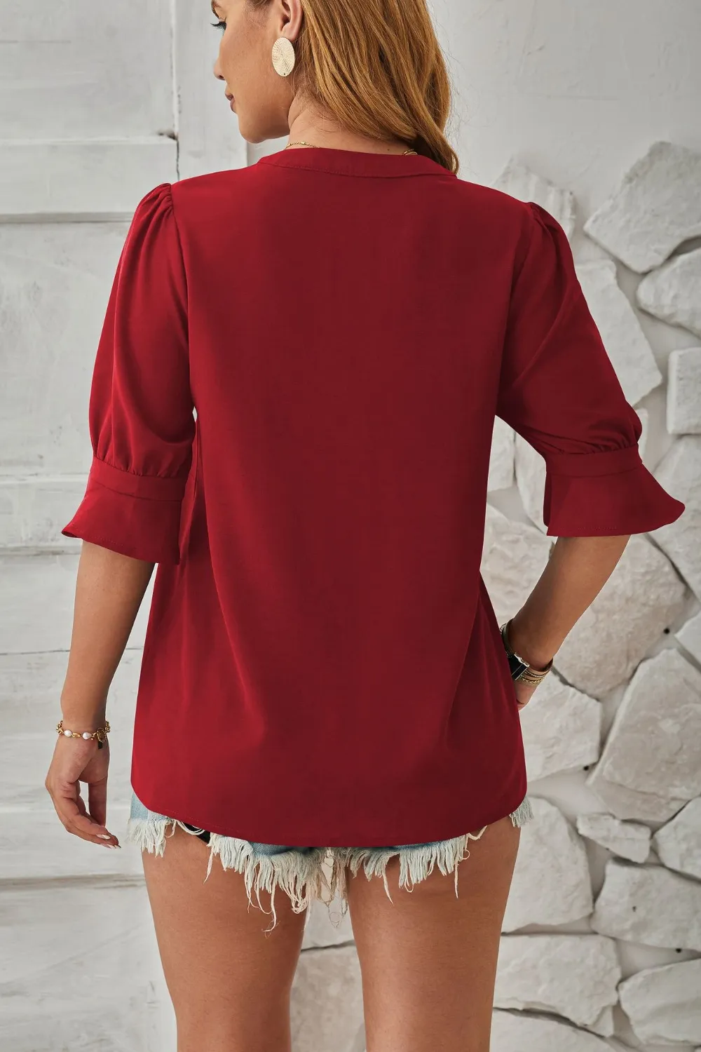 Notched Half Sleeve T-Shirt, image 10