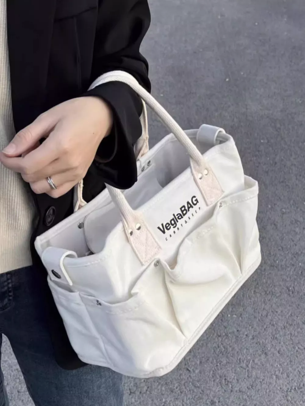 Multi Pockets Canvas Handbag, image 6
