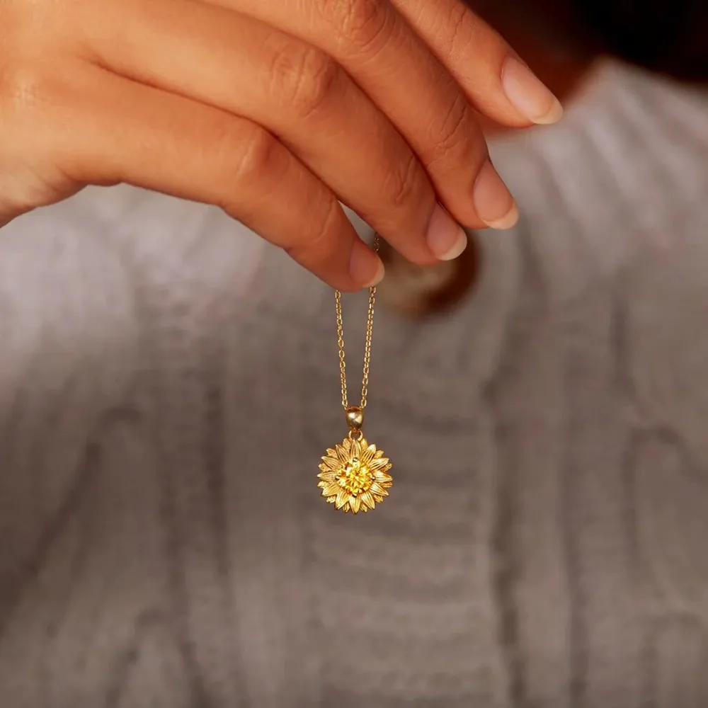 Sunflower Shape 18K Gold-Plated Pendant Necklace, image 3