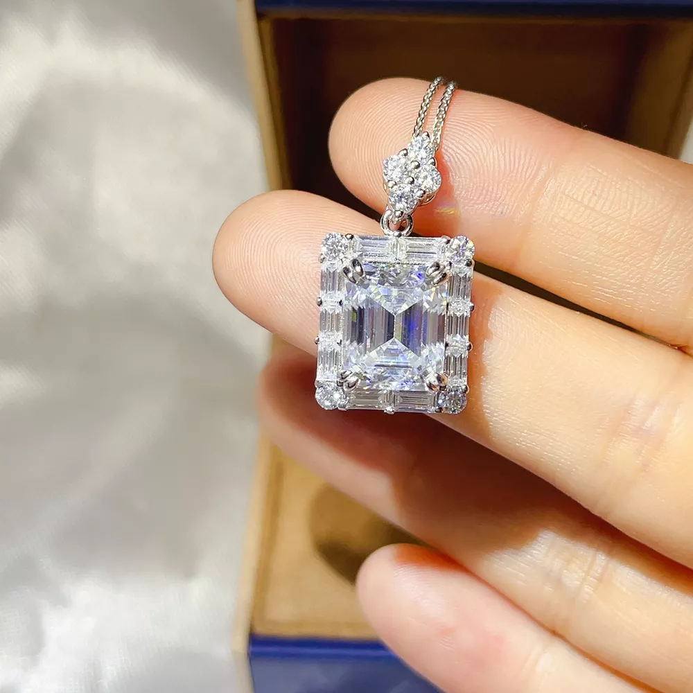 5 Carat 925 Sterling Silver Moissanite Pendant Necklace, image 4