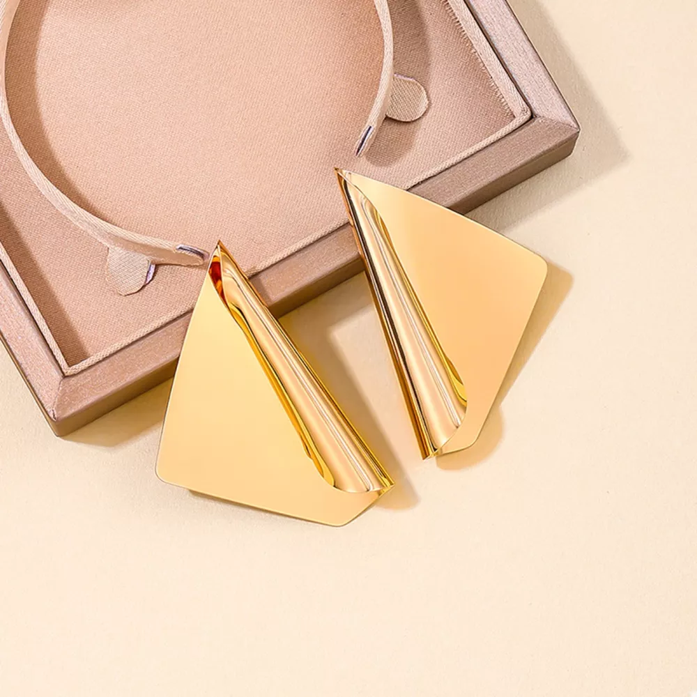 18K Gold-Plated Triangle Earrings, image 2