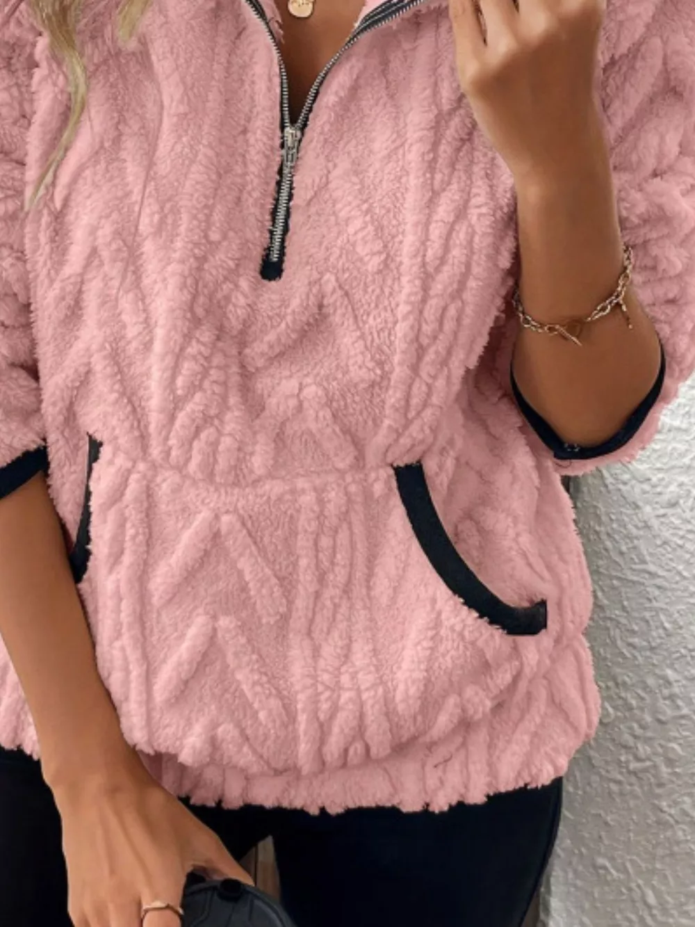 Full Size Sherpa Half Zip Sweatshirt Plus Size, image 16