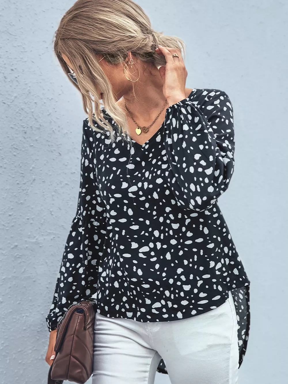 Animal Print V-Neck Blouse, image 5