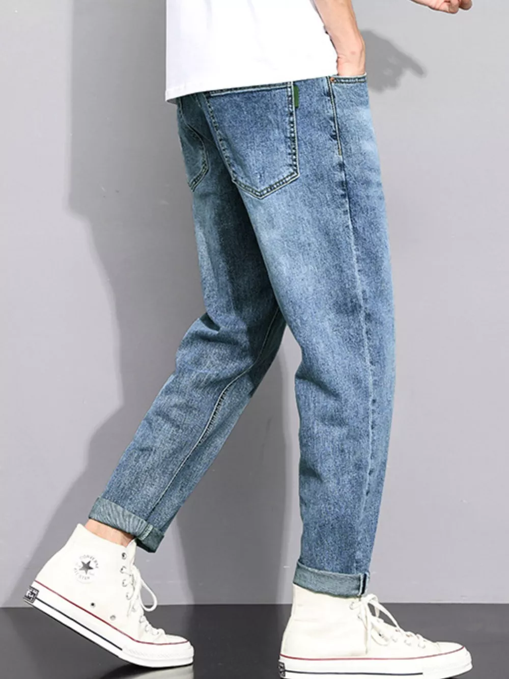 Men's Washed Straight Leg Jeans, image 3