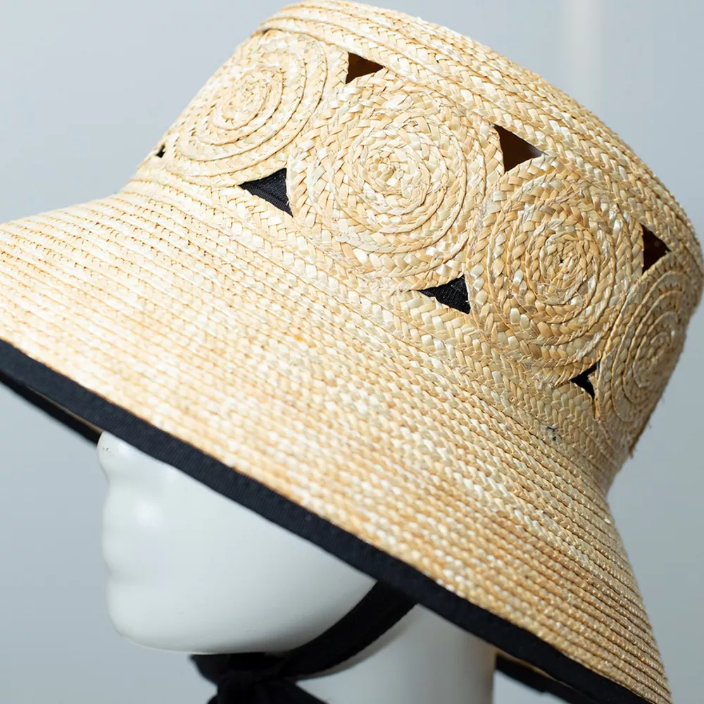 Straw Sun Hat with Contrast Trim, image 4