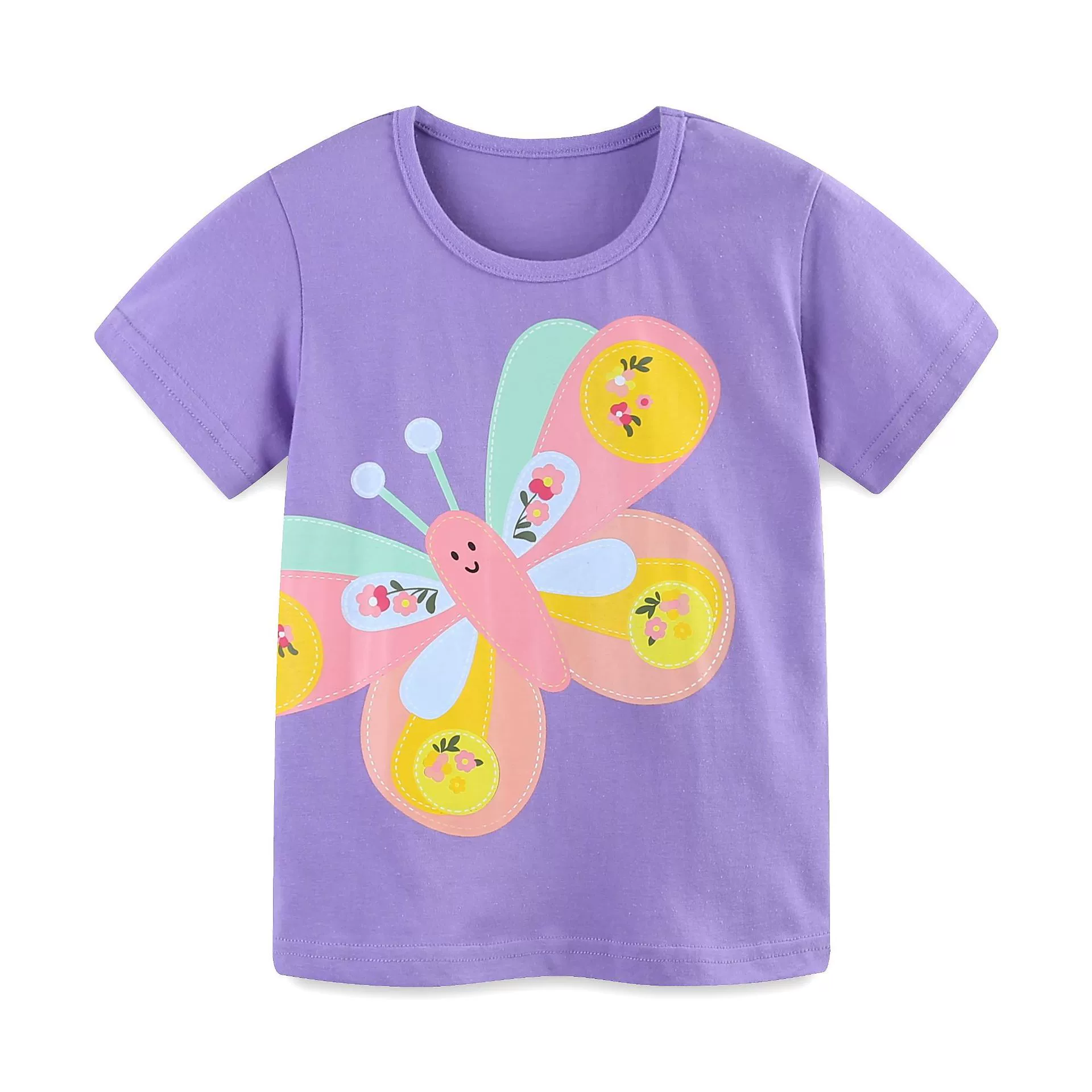 Children's Flower Round Neck Short Sleeve Tee Set, image 2