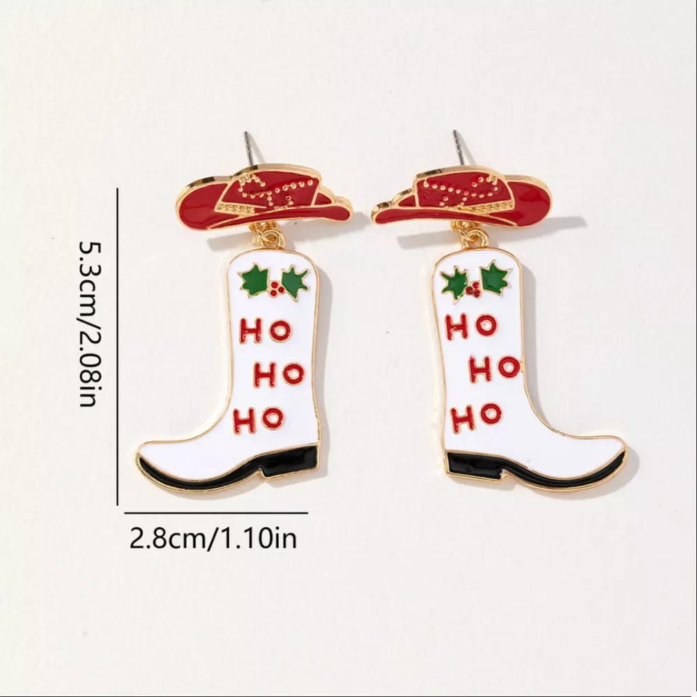Christmas Cowboy Hat and Boot Dangle Earrings, image 5