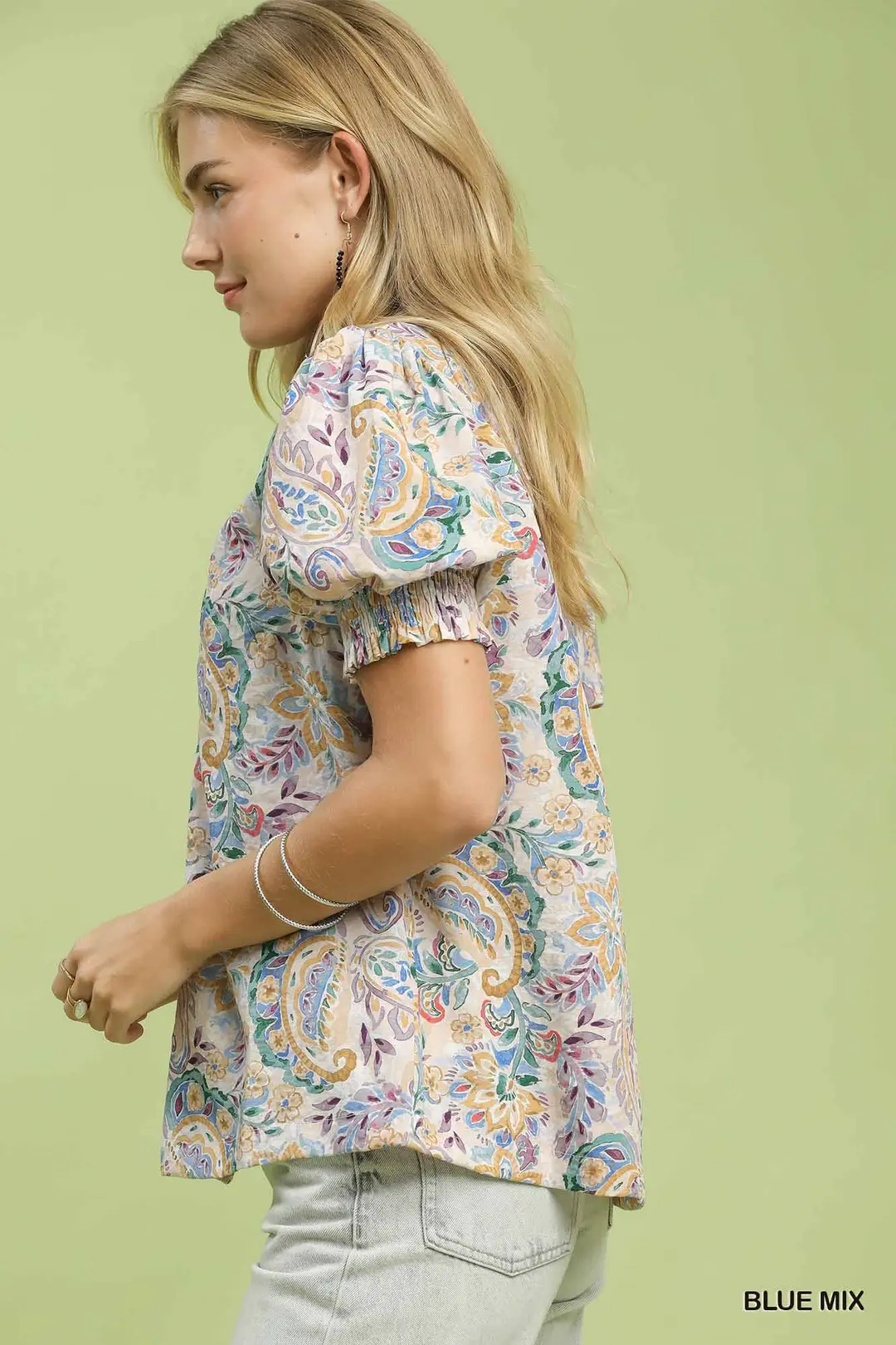 Mix Paisley Floral Button Down Shirt, image 2