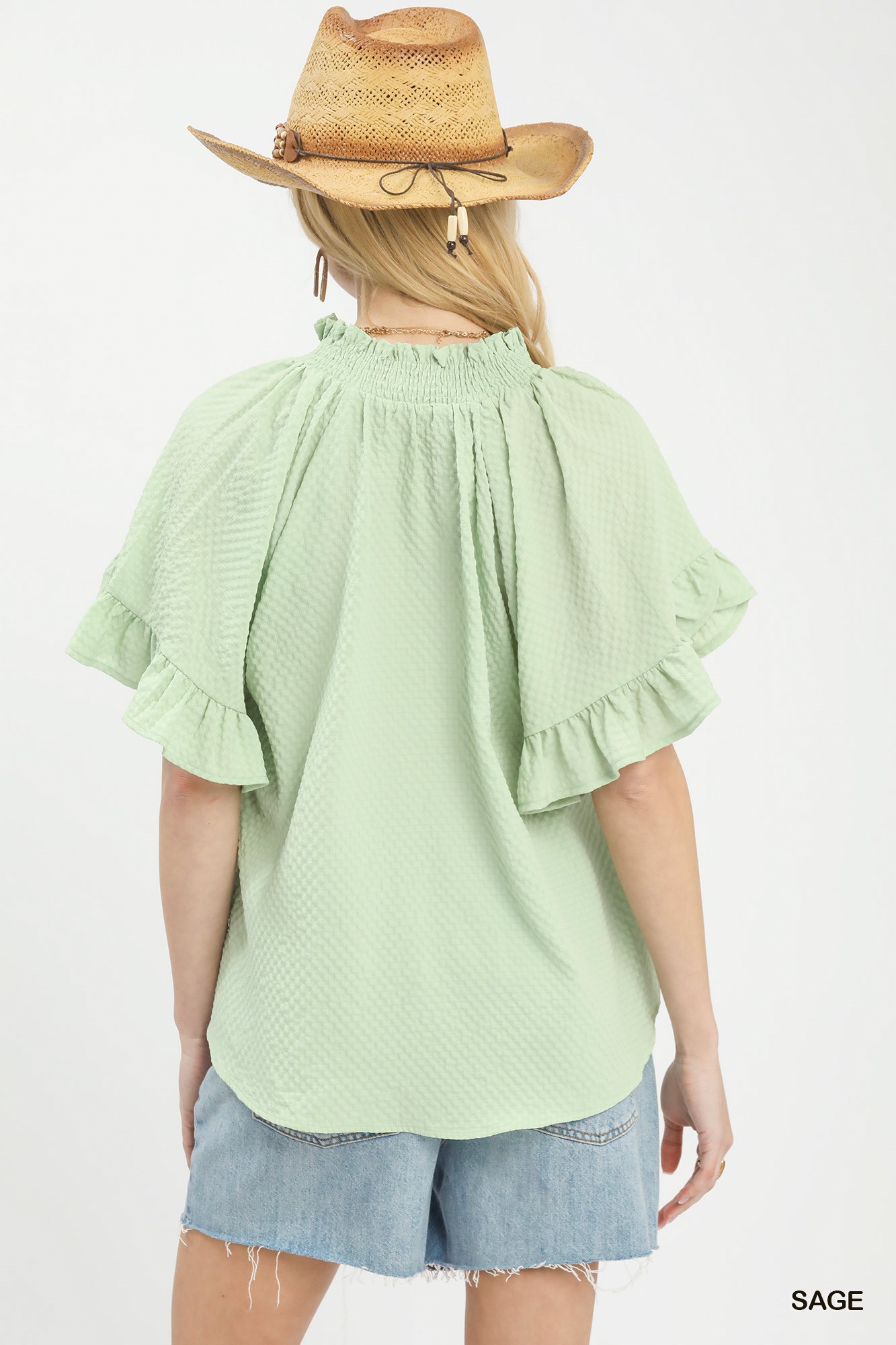 Textured Ruffle Sleeve Blouse, image 5