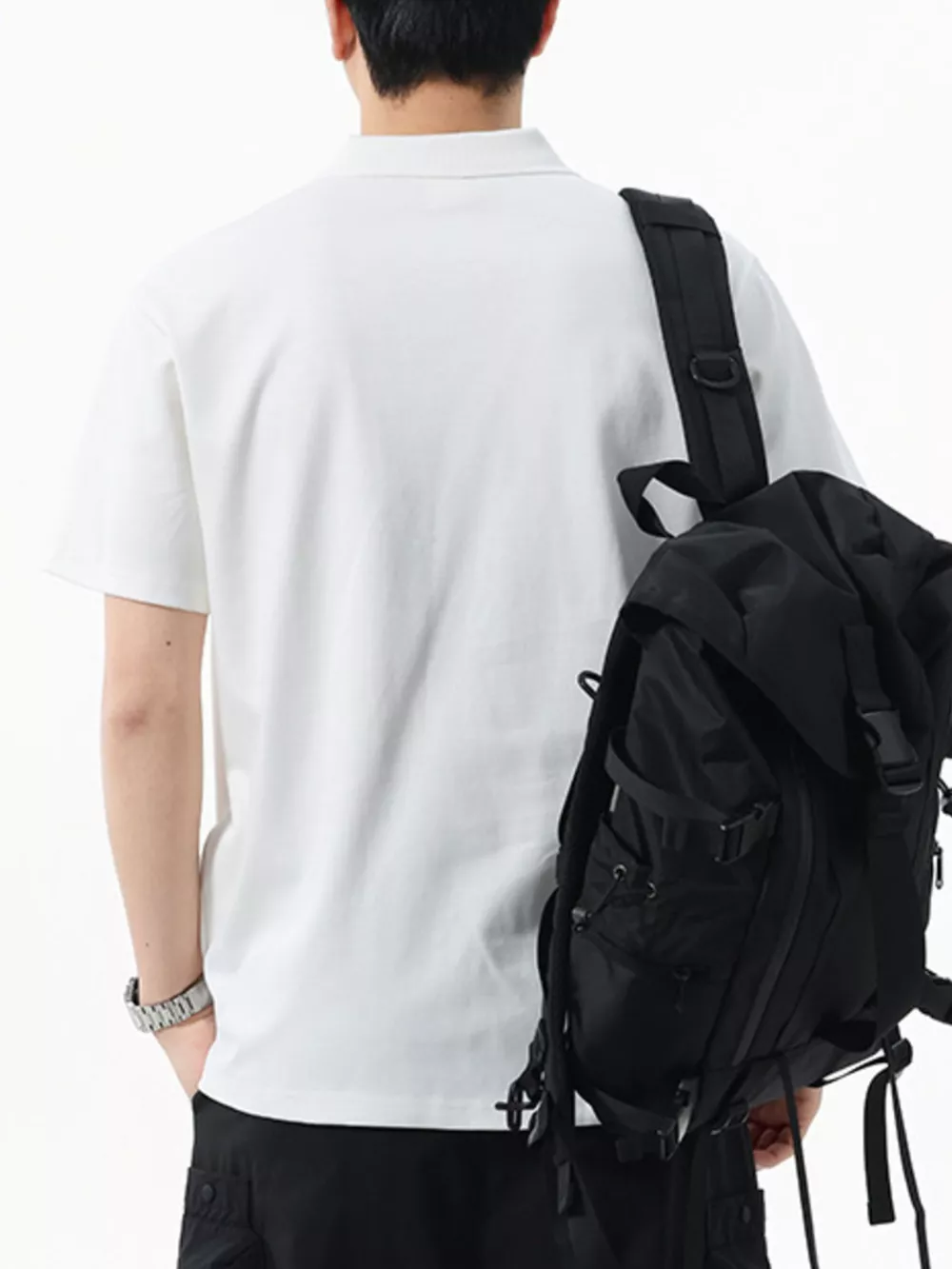 Men's Full Size Button Detail Short Sleeve Polo Plus Size, image 4