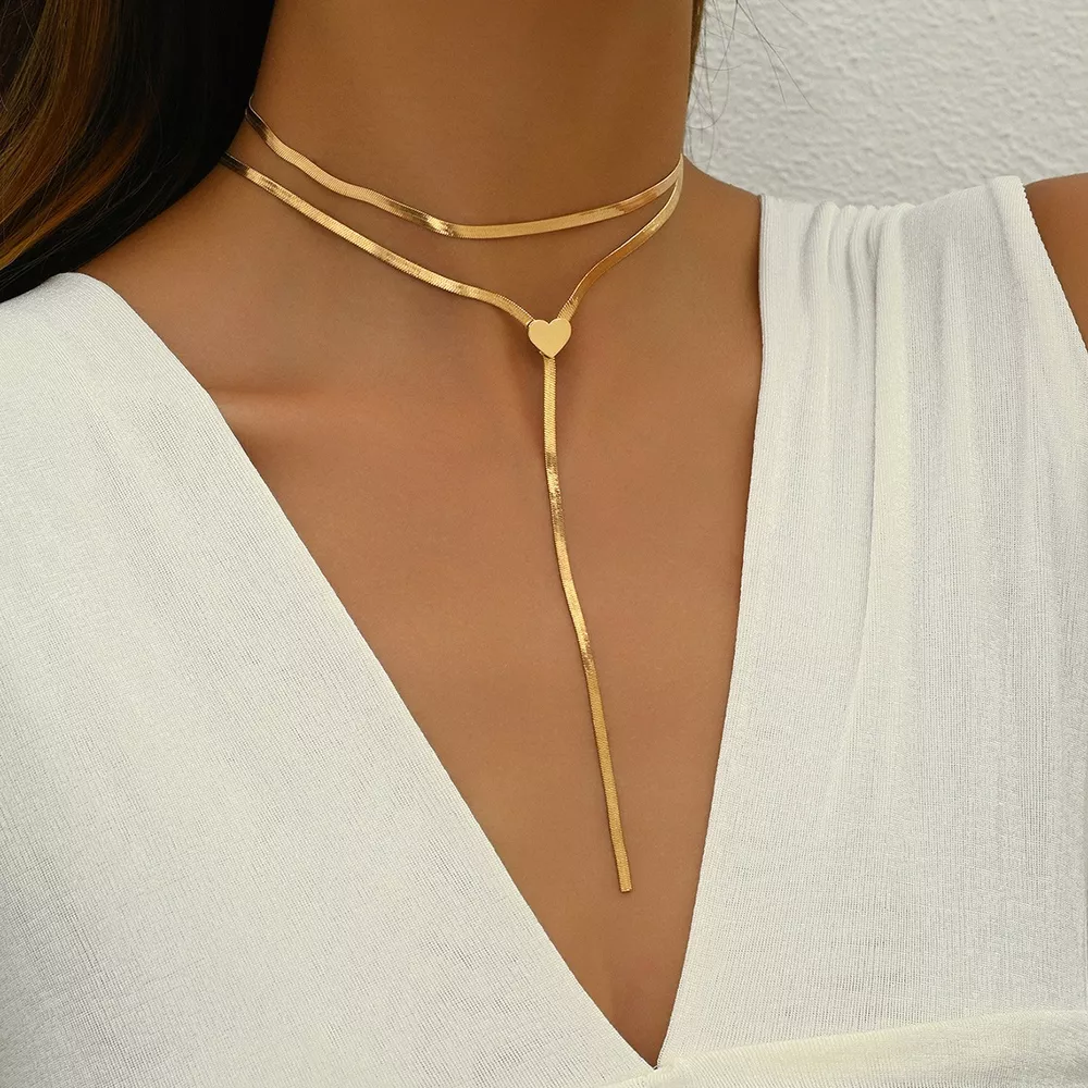 2 Piece 18K Gold-Plated Heart Necklace, image 2