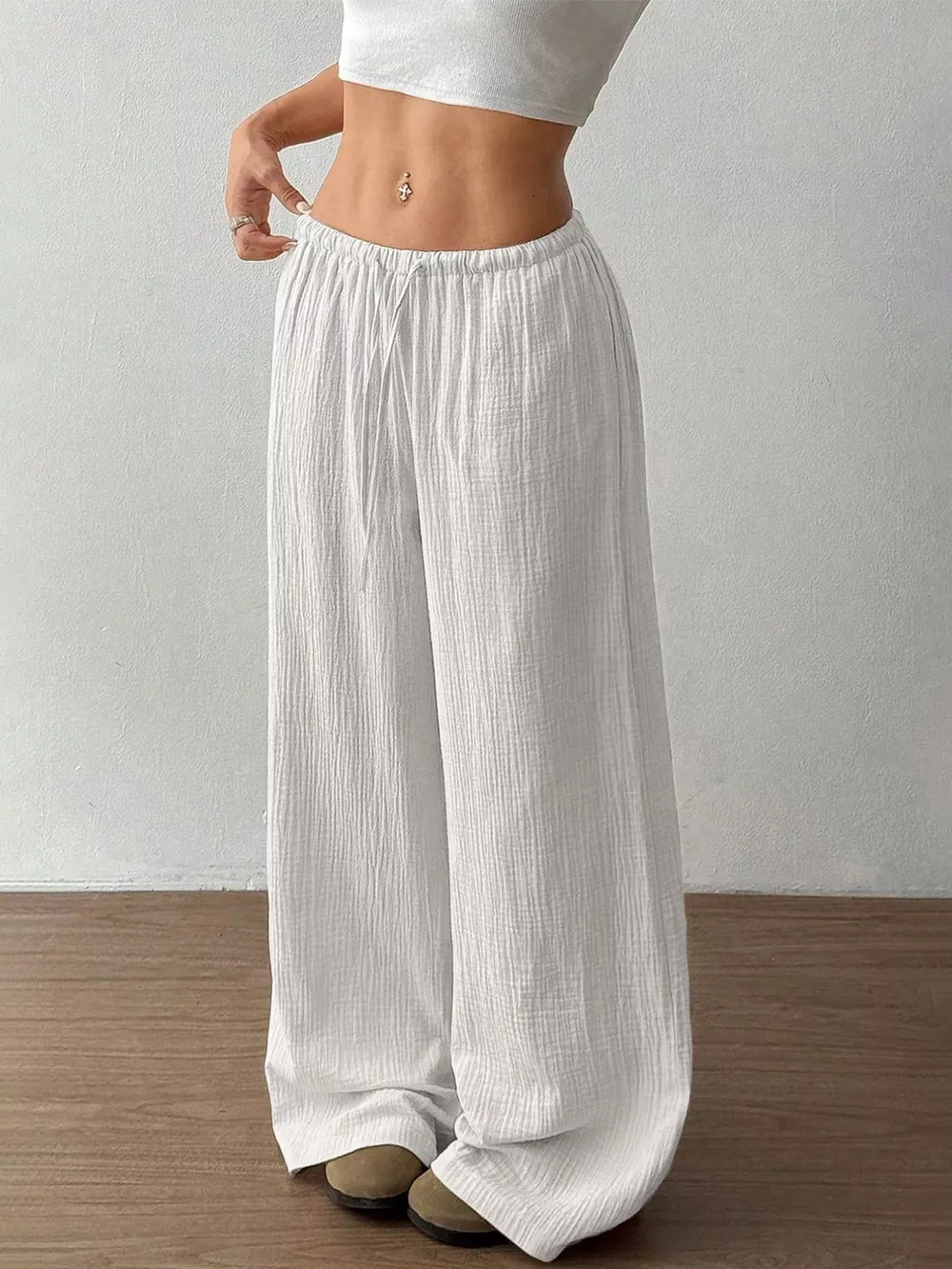 Wide-Leg Drawstring Pants, image 3