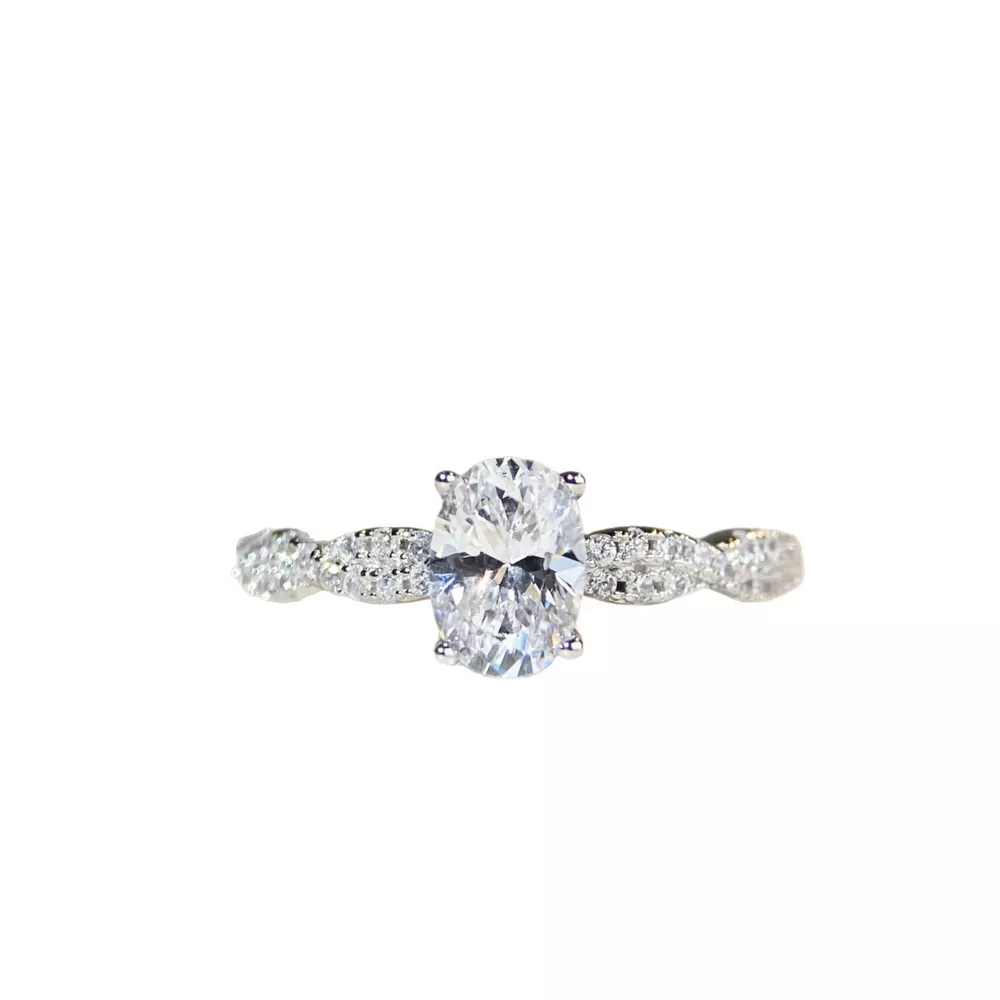 Cultivating High-Carbon Diamond 925 Sterling Silver Oval Ring, image 6