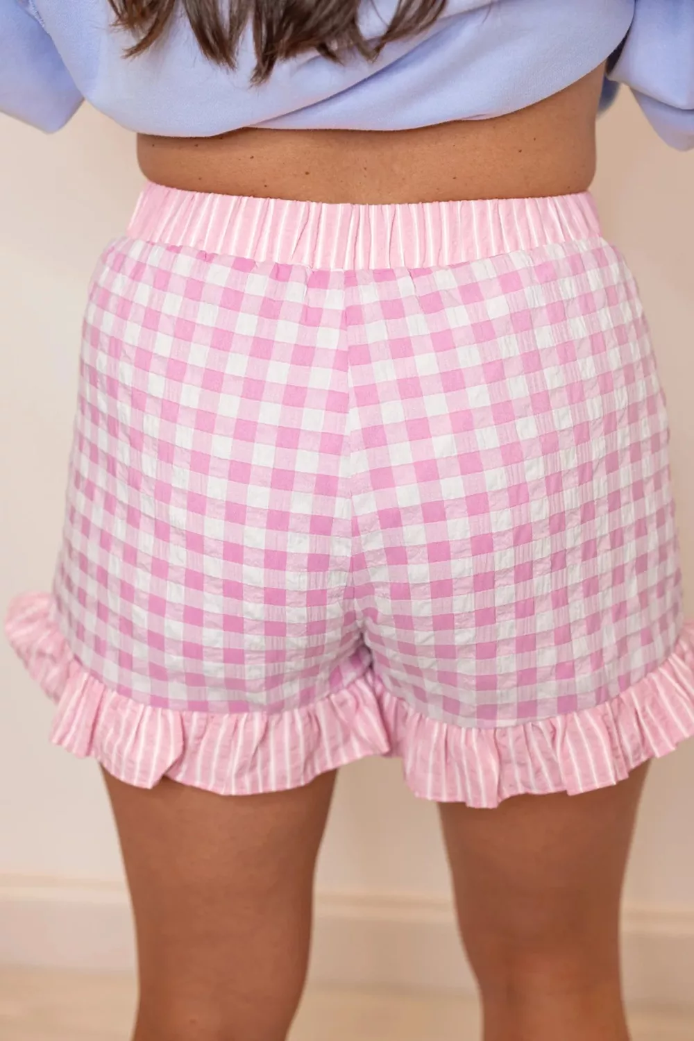 Gingham Ruffle Hem Shorts, image 2