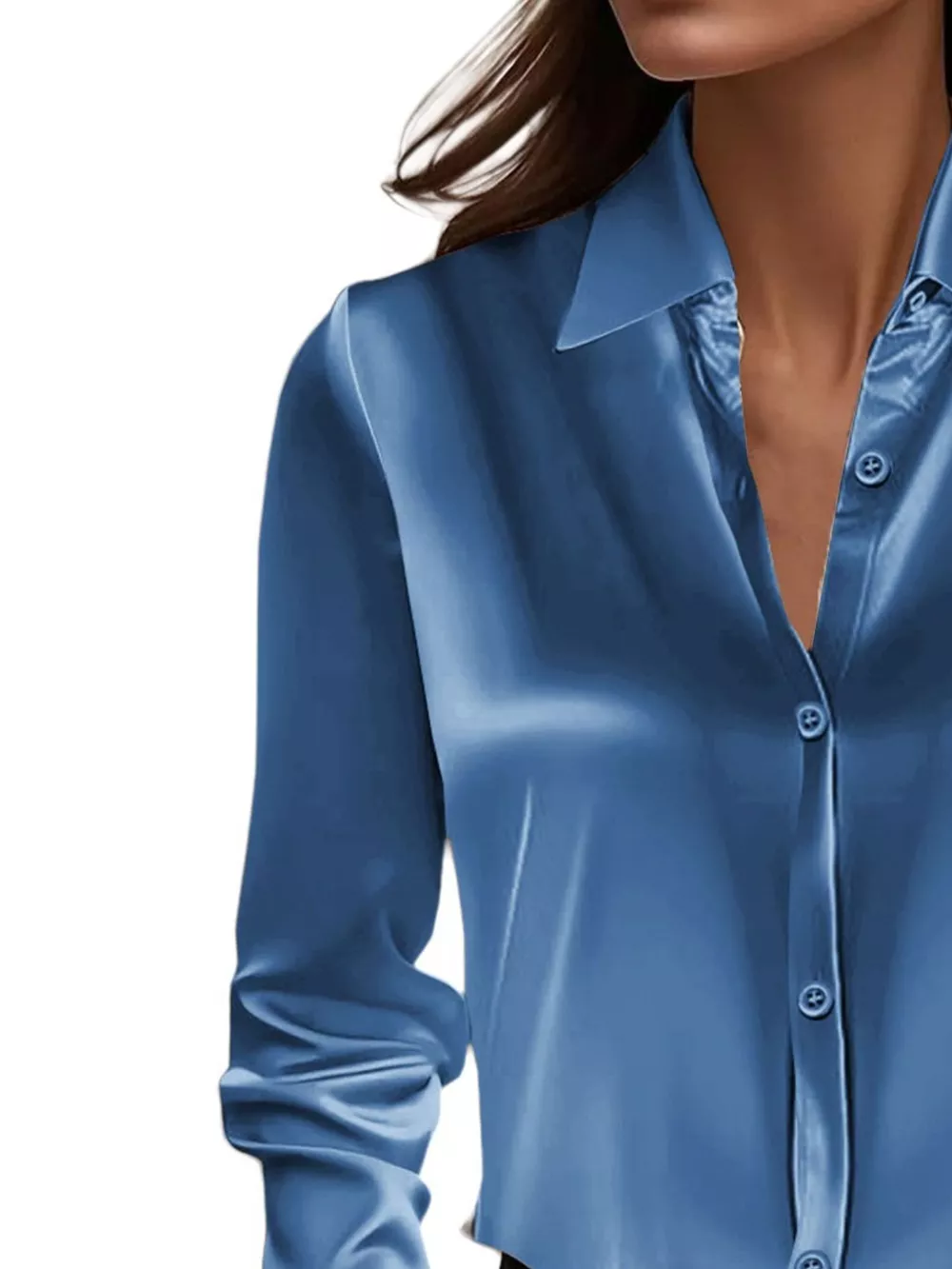 Full Size Button Down Collared Neck Long Sleeve Shirt Plus Size, image 11