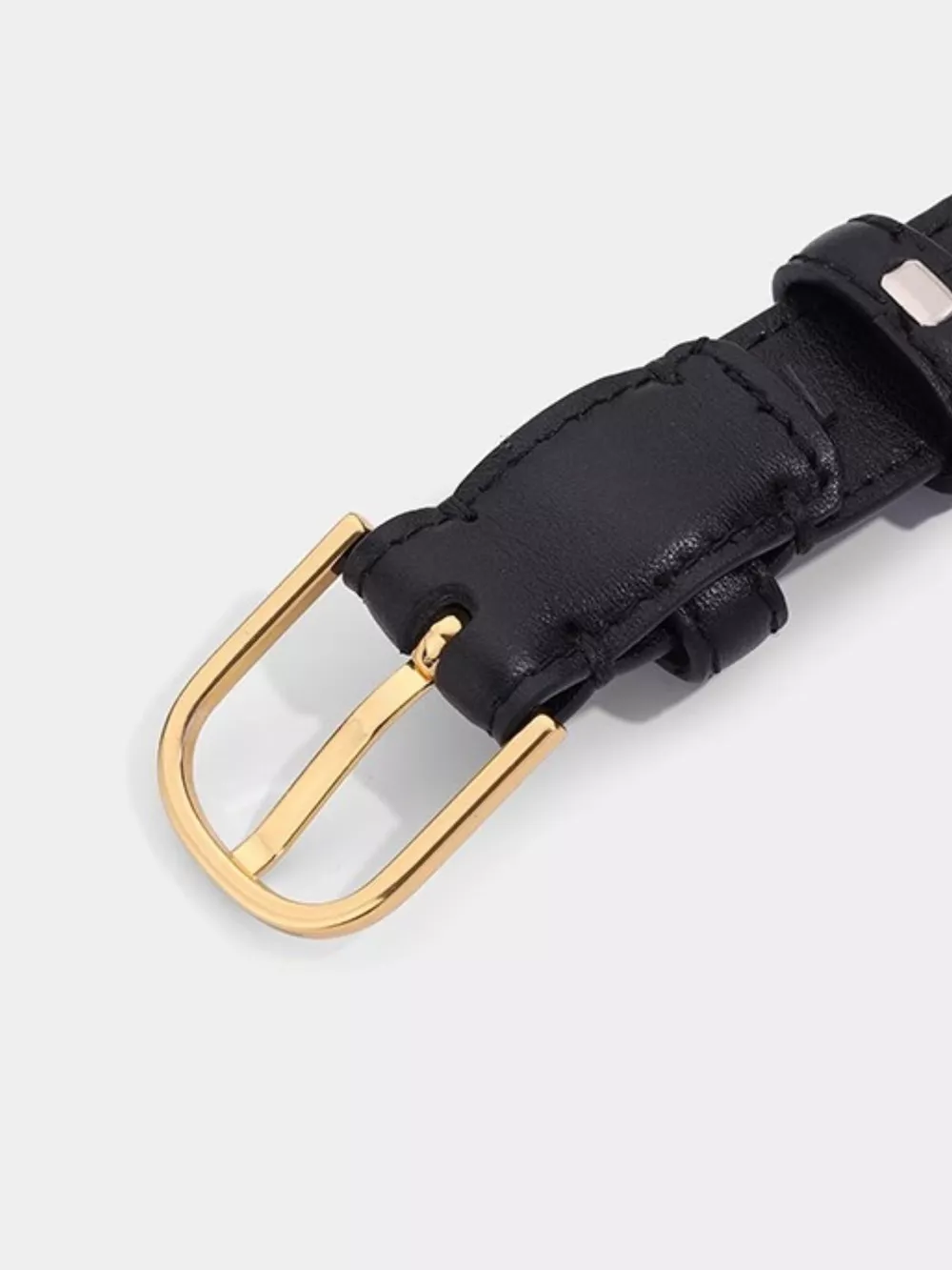 Classic Leather Belt with Golden Buckle, image 3