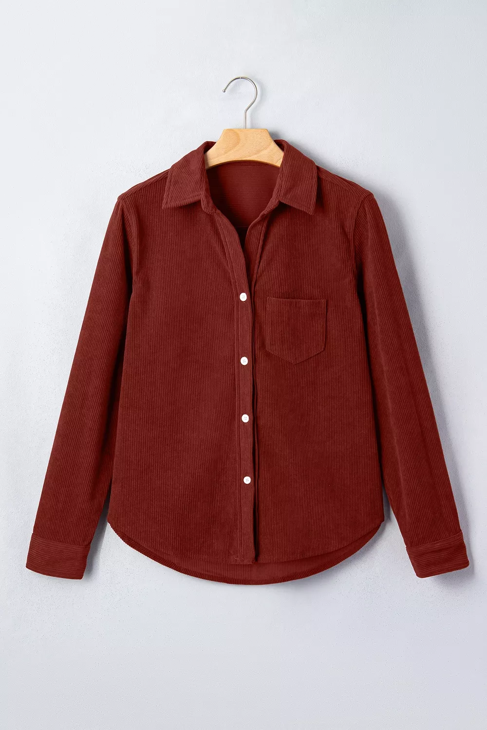 Adjustable Cuff Long Sleeve Corduroy Shirt, image 6