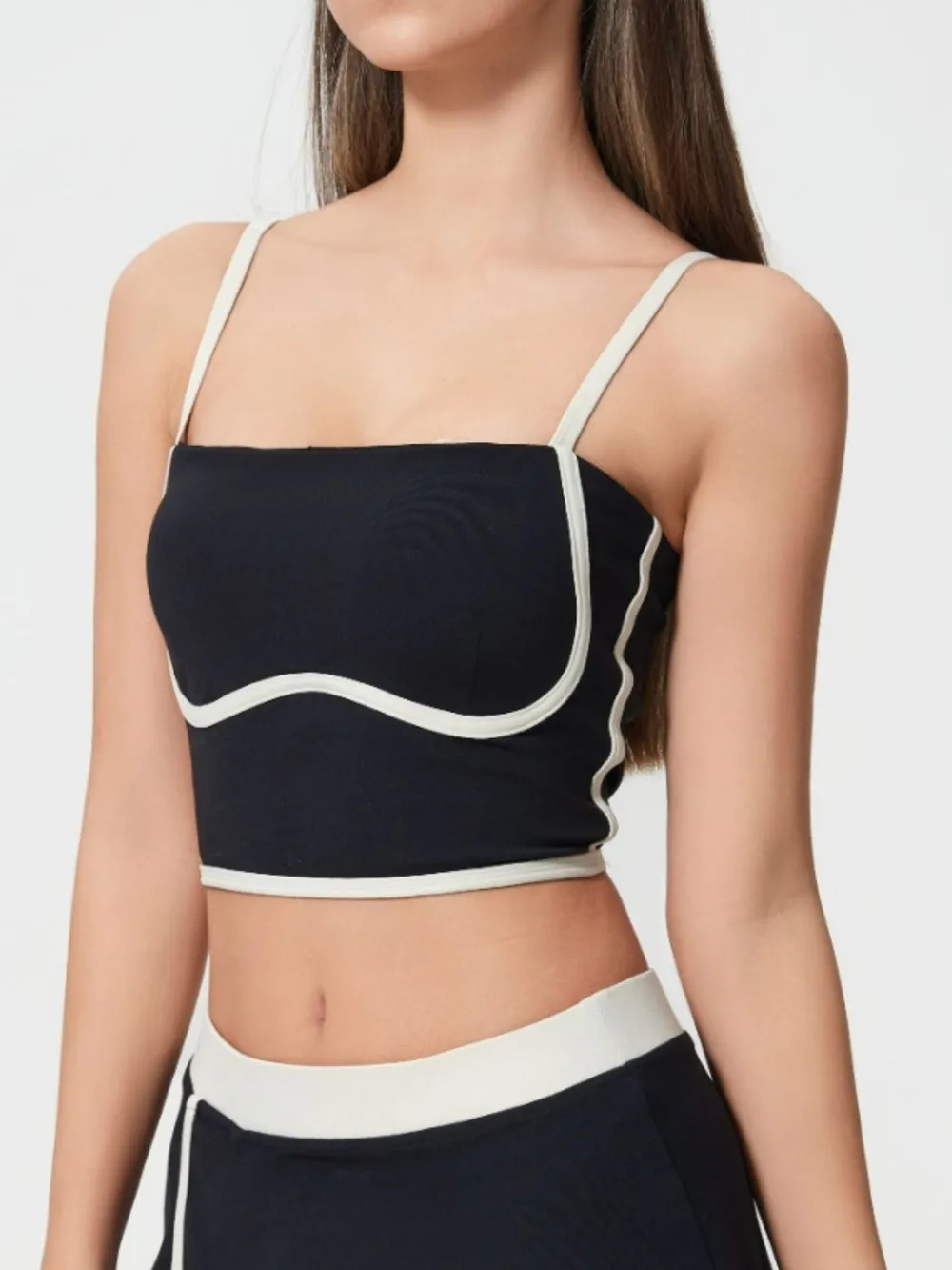 Contrast Trim Square Neck Active Cami with Detachable Chest Pads, image 11