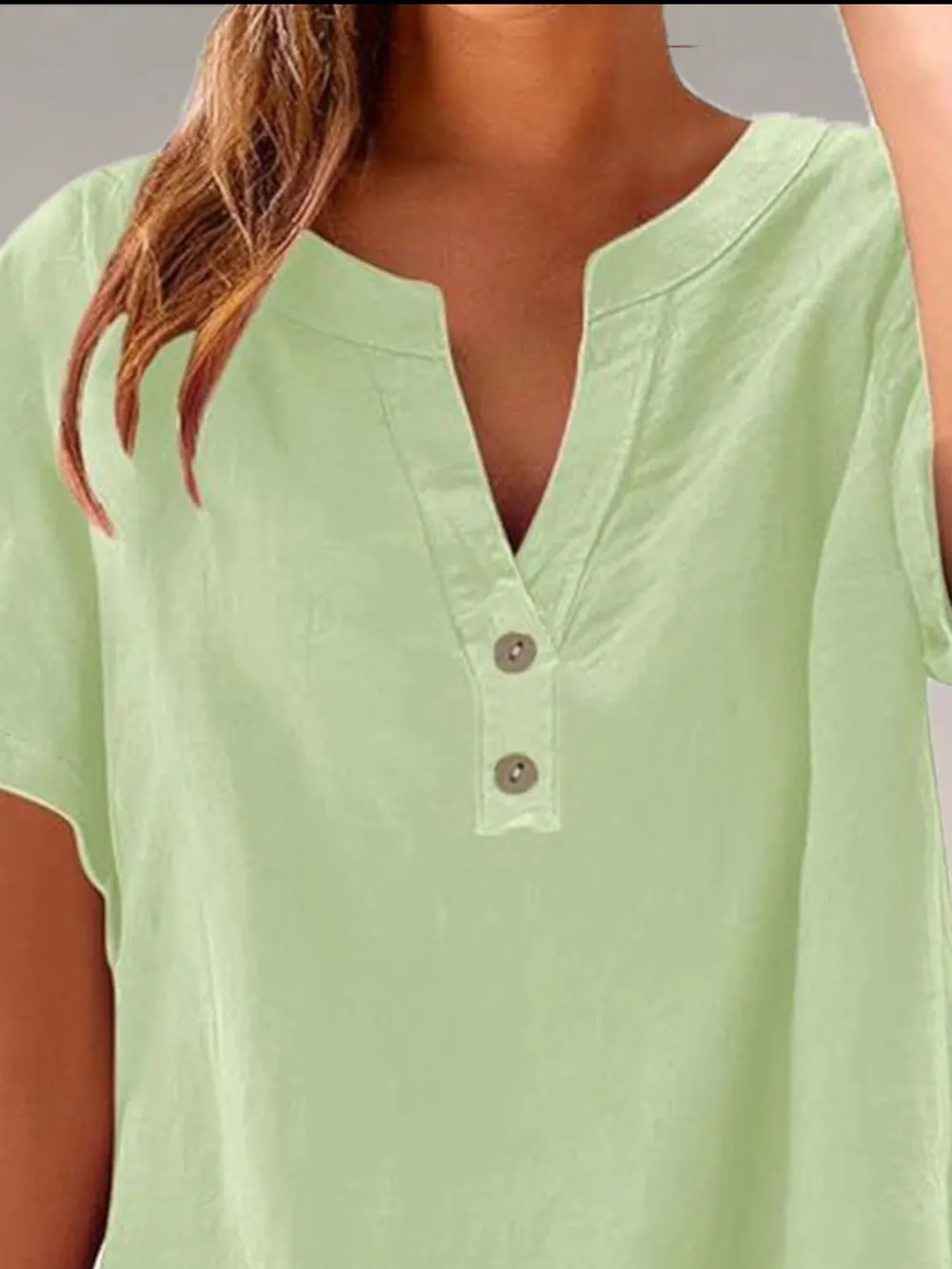 Full Size Notched Short Sleeve Blouse Plus Size, image 9