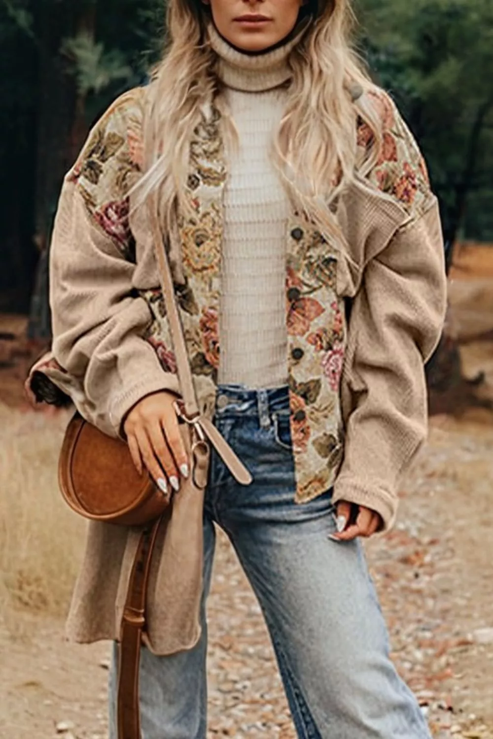 Floral Button Up Long Sleeve Shacket