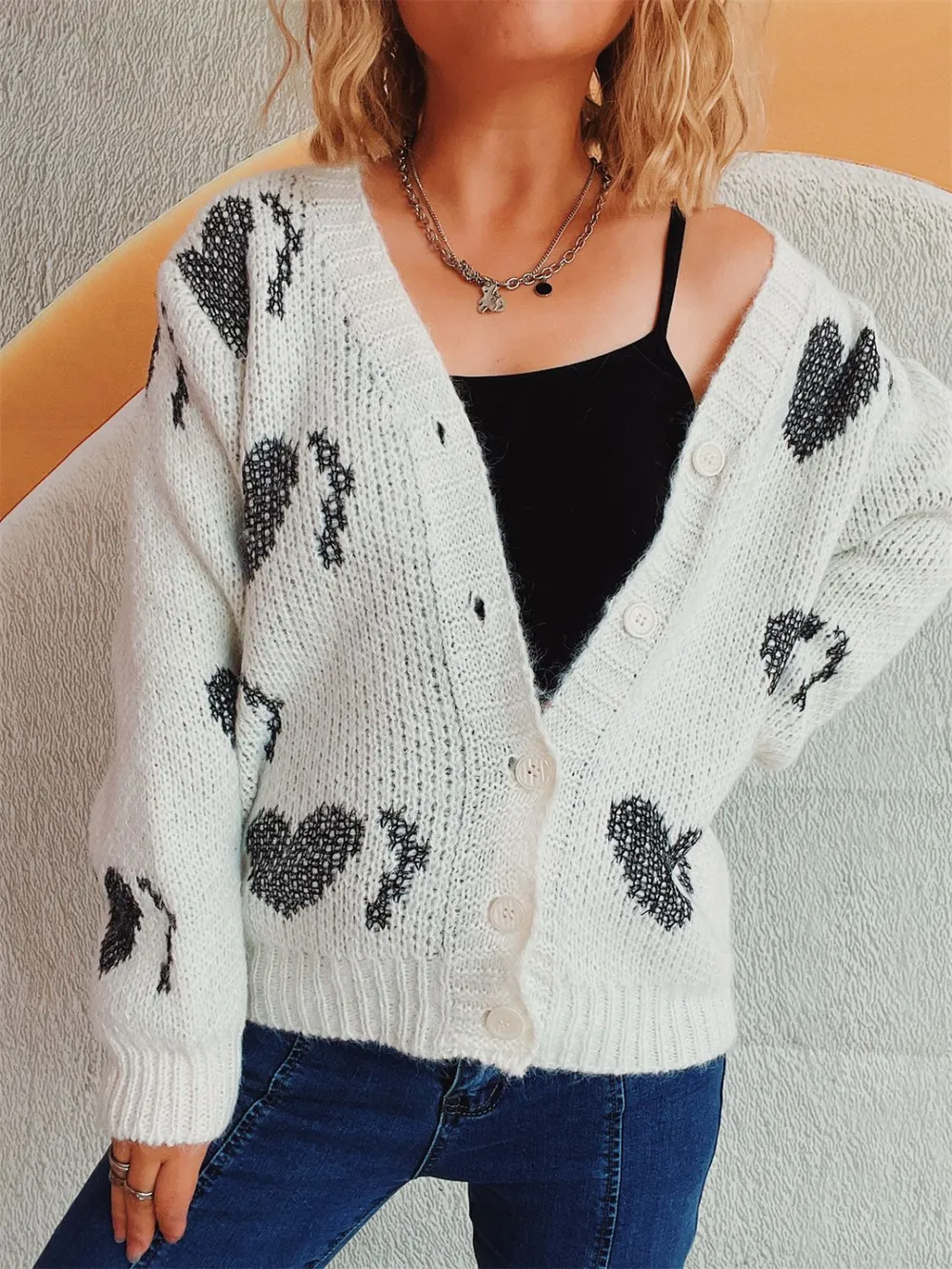 Heart Button Up Long Sleeve Cardigan, image 4