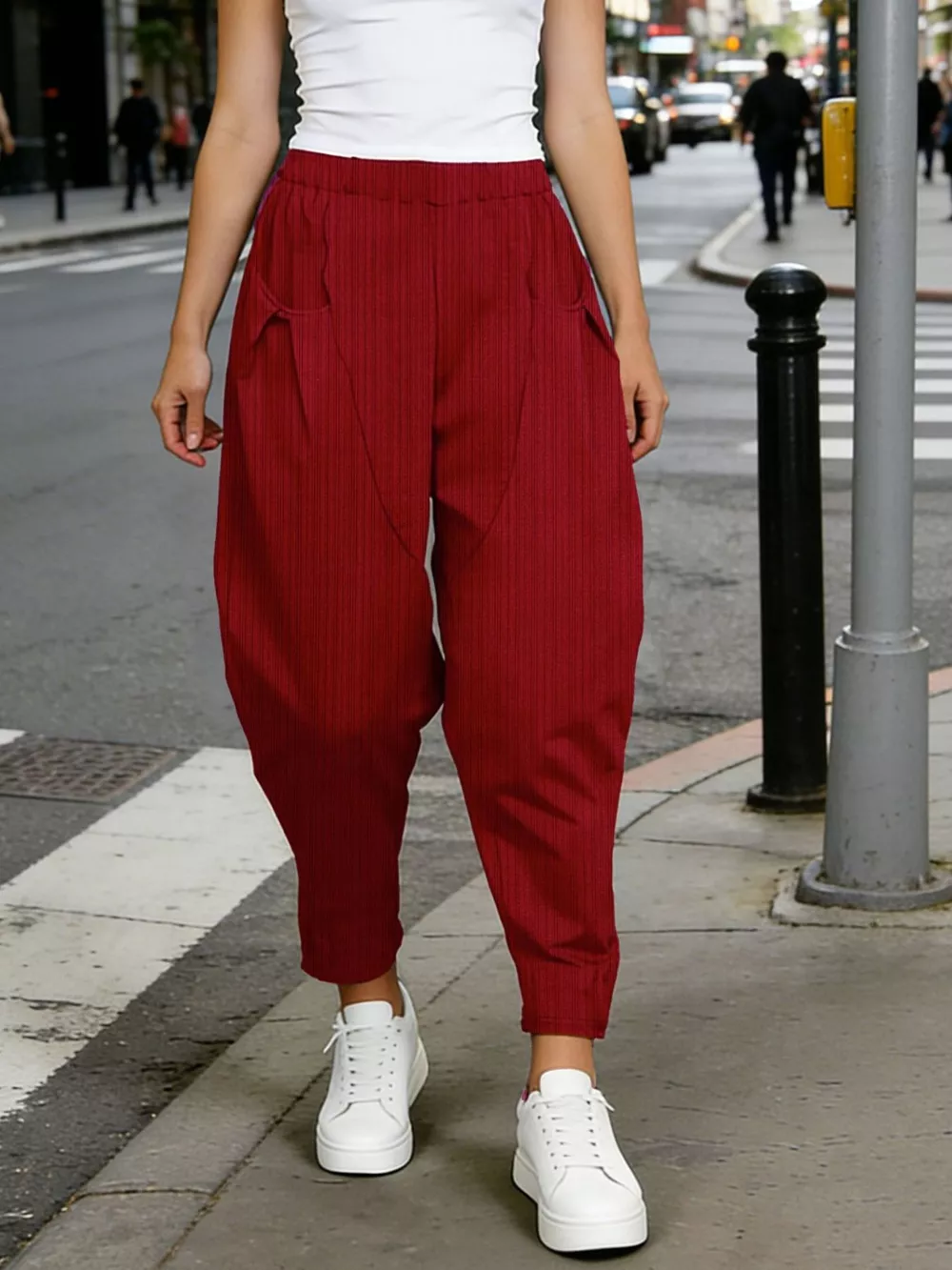 Plus Size Casual Elastic Waist Harem Pants, image 11
