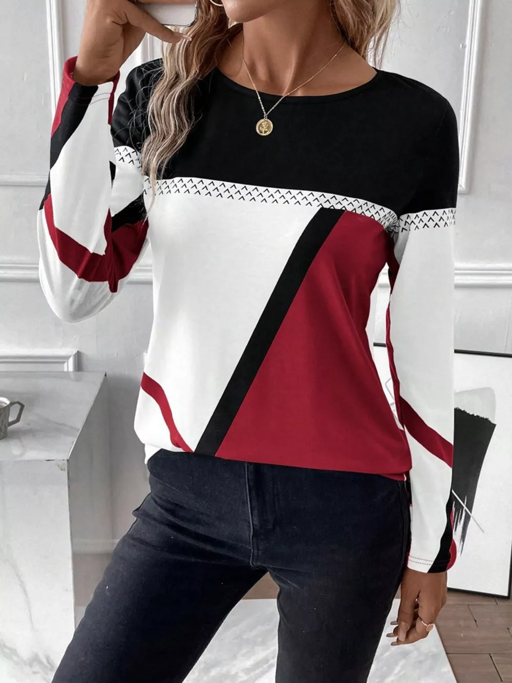 Color Block Long Sleeve T-Shirt, image 6