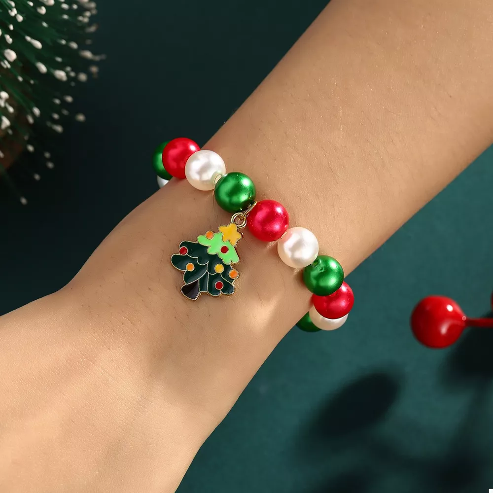 5 Piece Christmas Synthetic Pearl Bracelet, image 4