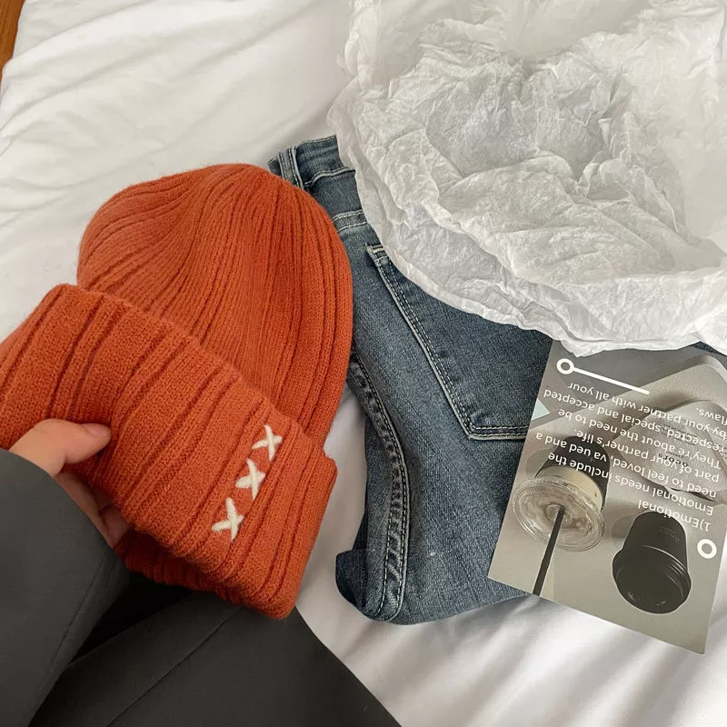 Knitted Beanie Hat with Embroidered Detail, image 3