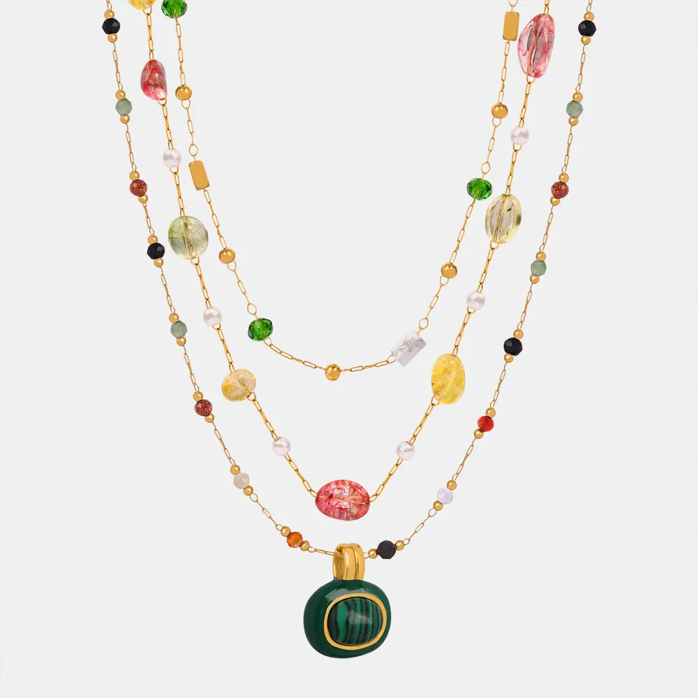 Titanium Steel Gold-plated Bead Necklace, image 3