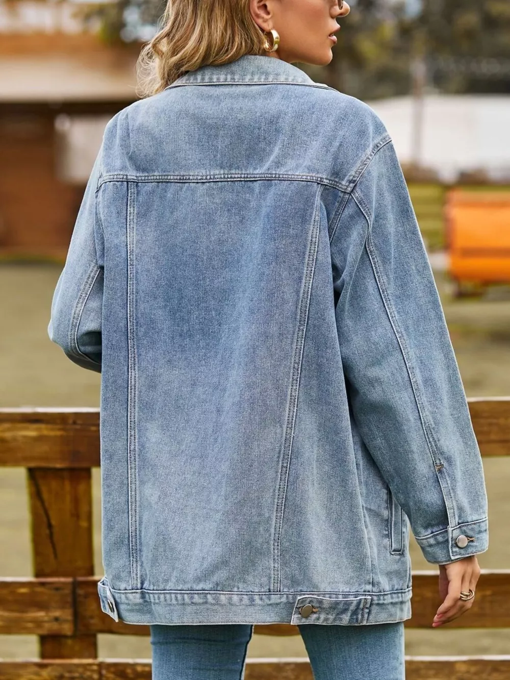 Button Down Washed Denim Jacket, image 7