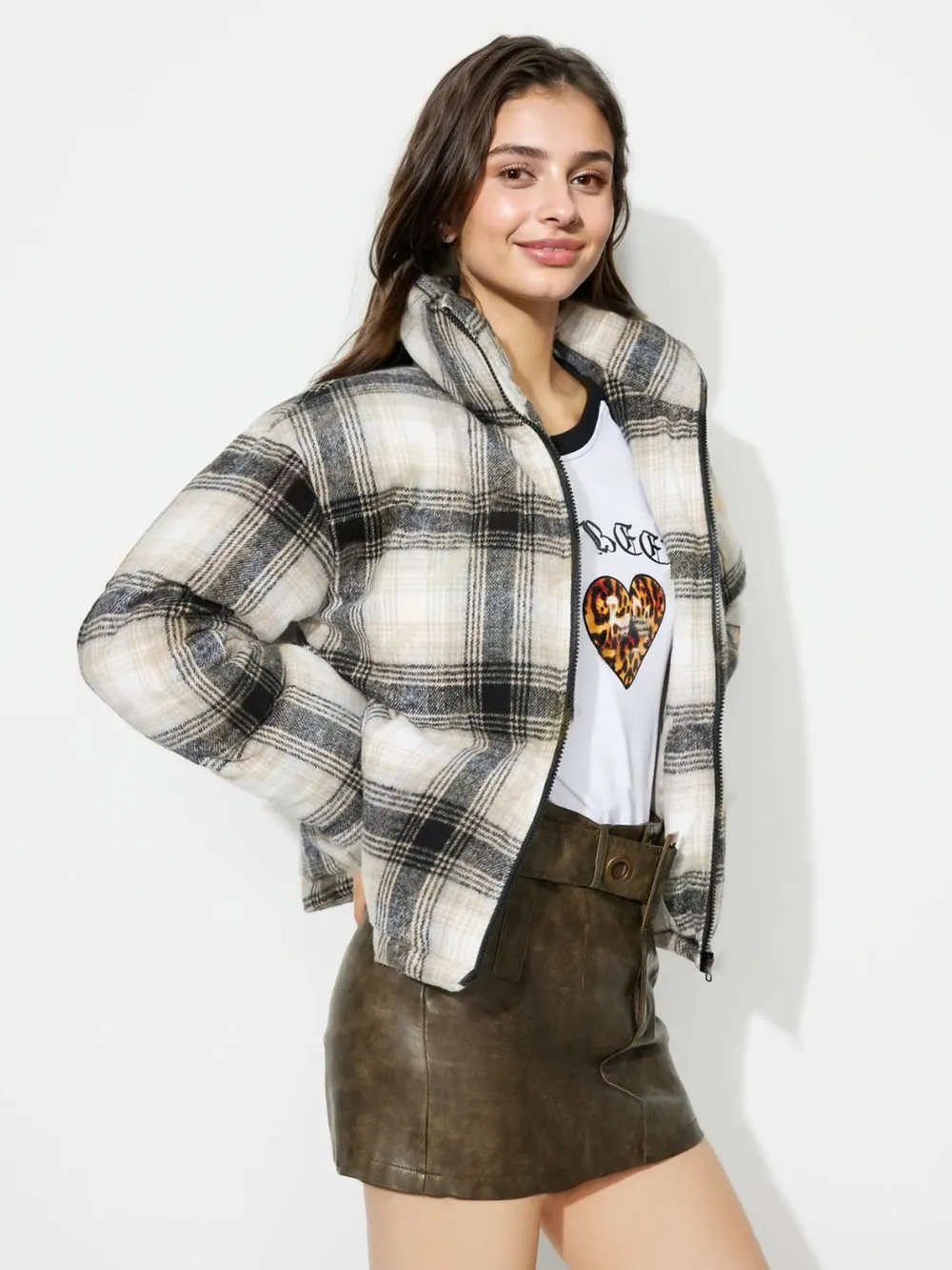 Plaid Zip Up Long Sleeve Jacket, image 4