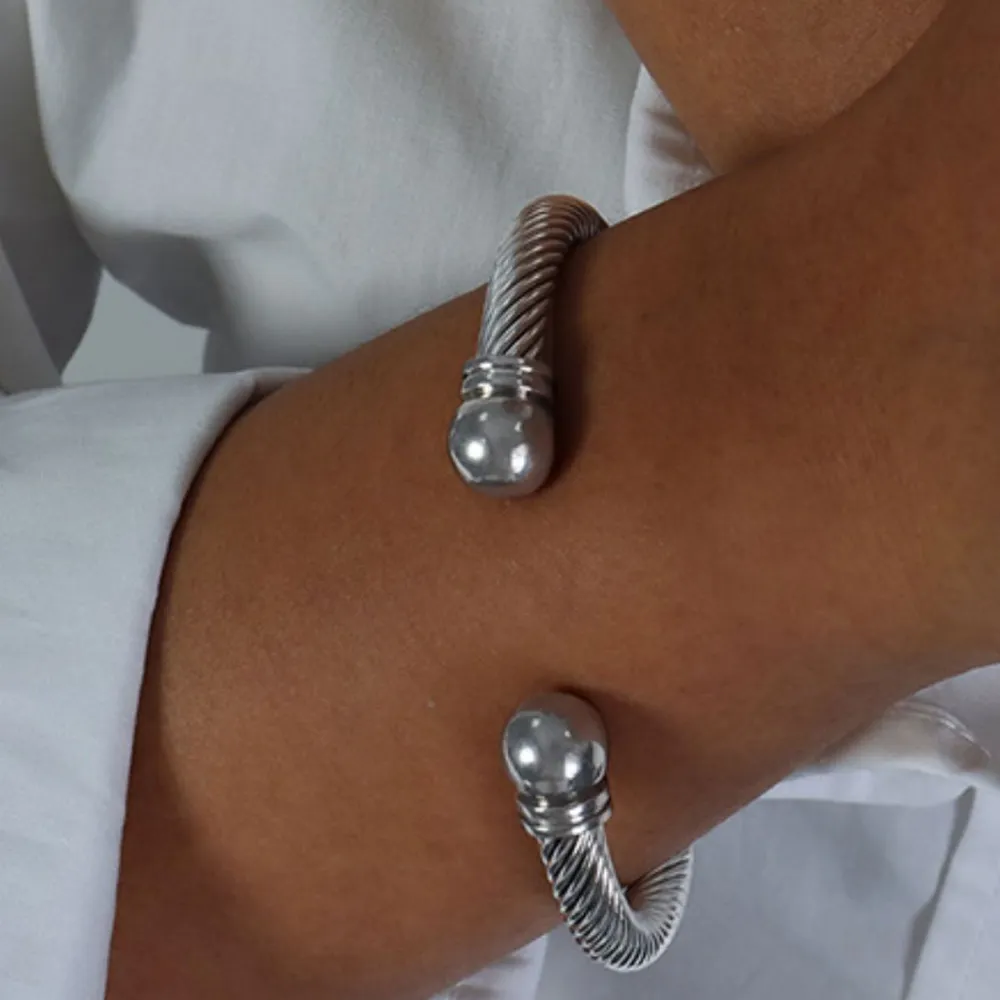 Stainless Steel Twisted Cable Cuff Bracelet, image 5